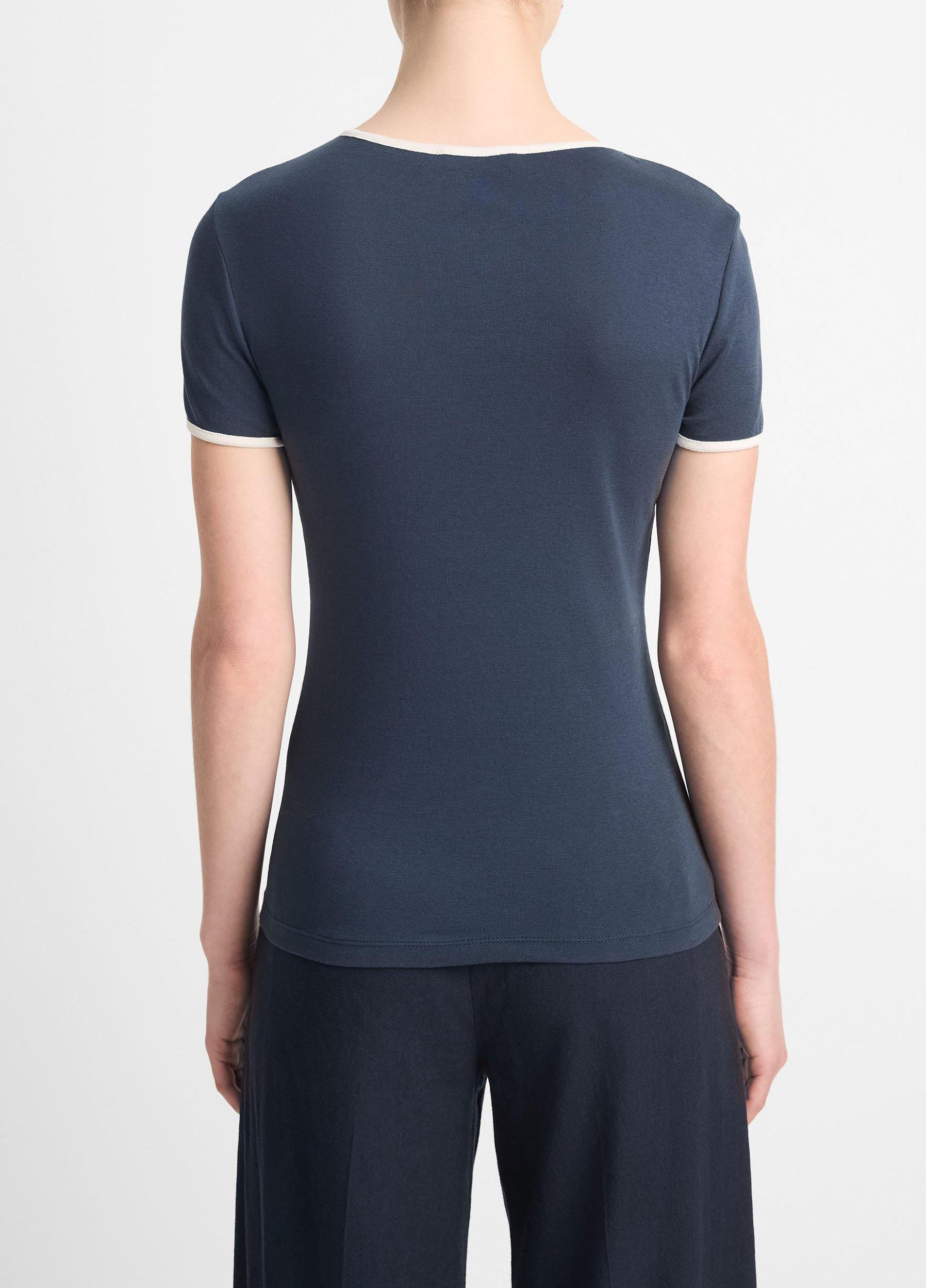 Cotton Tipped Short-Sleeve Crew Neck T-Shirt Product Image