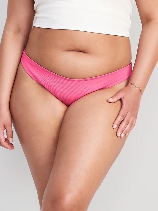 Low-Rise Classic Rib-Knit Bikini Swim Bottoms Product Image