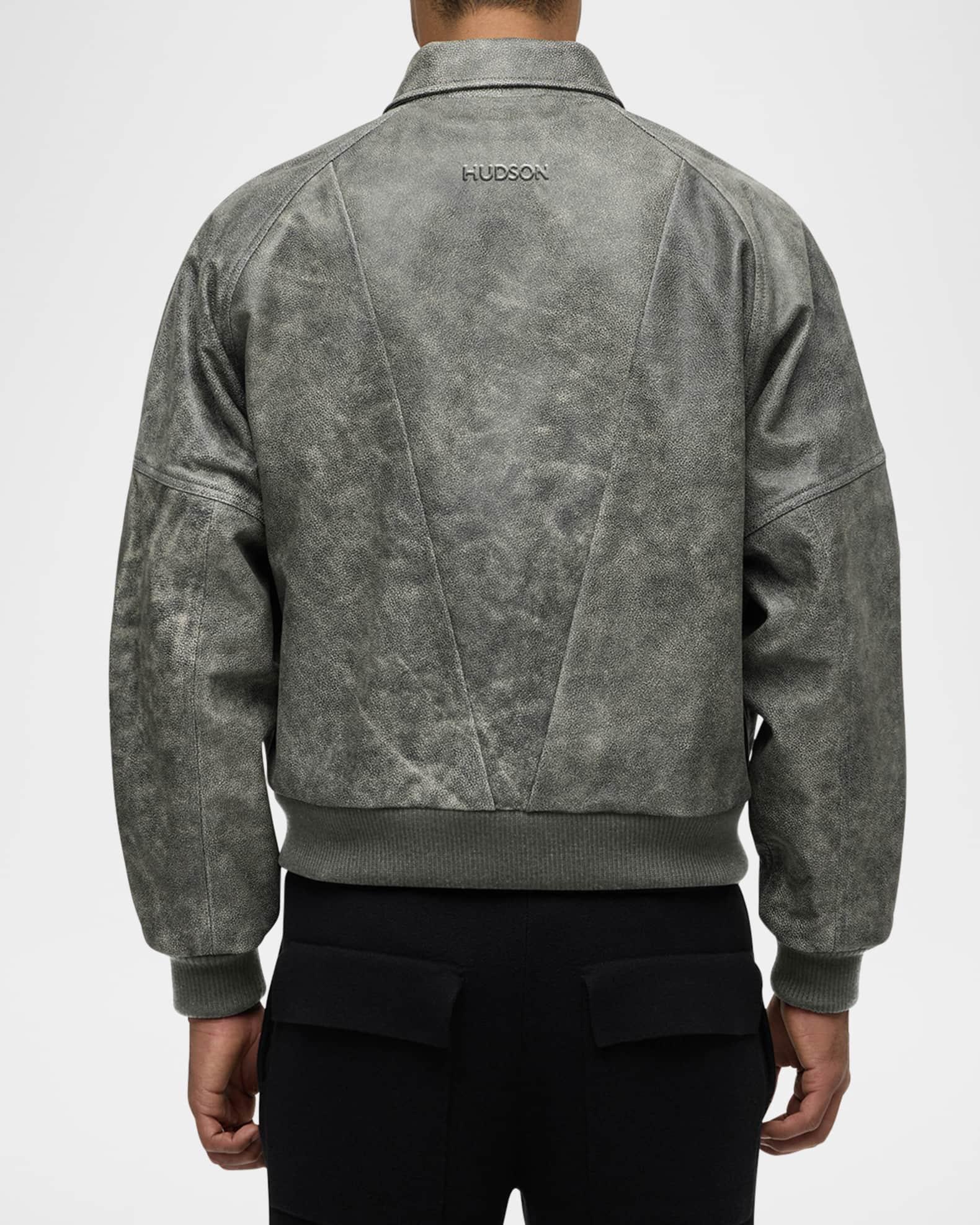Men's Leather Bomber Jacket Product Image