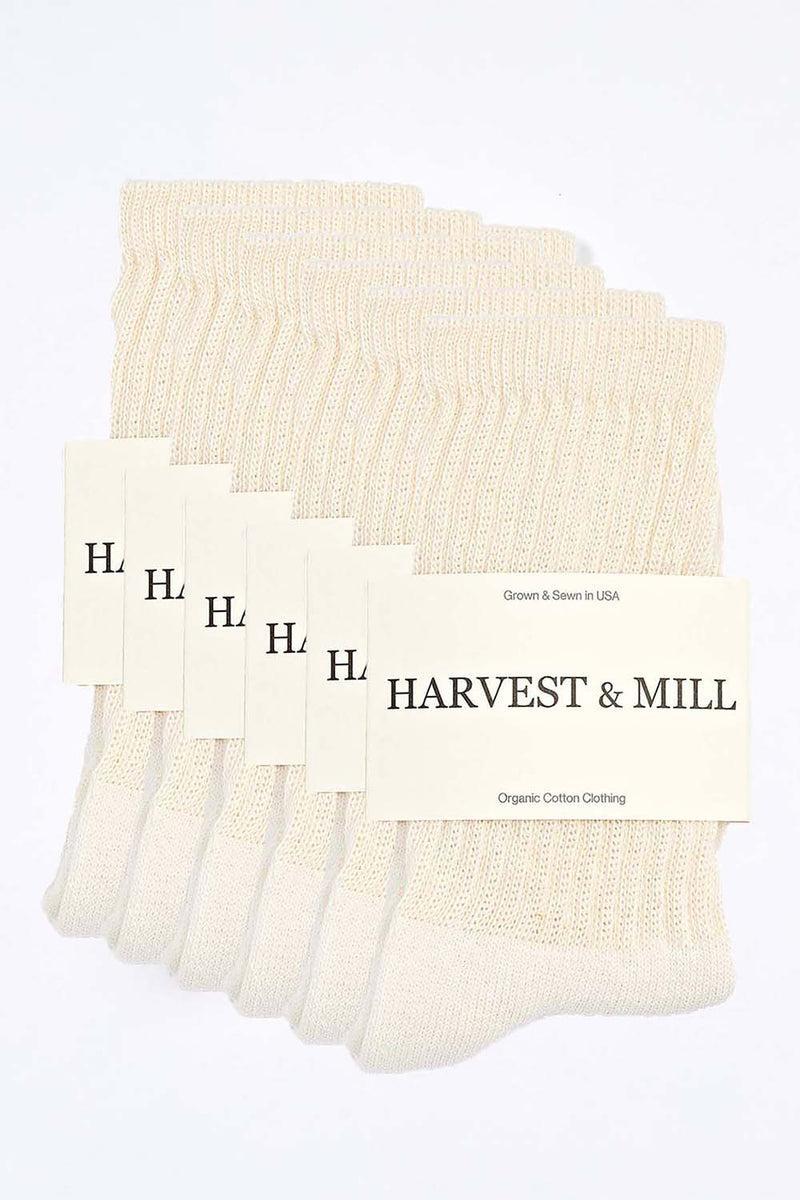 Women's 6 Pack Organic Cotton Socks Natural-White Crew Product Image