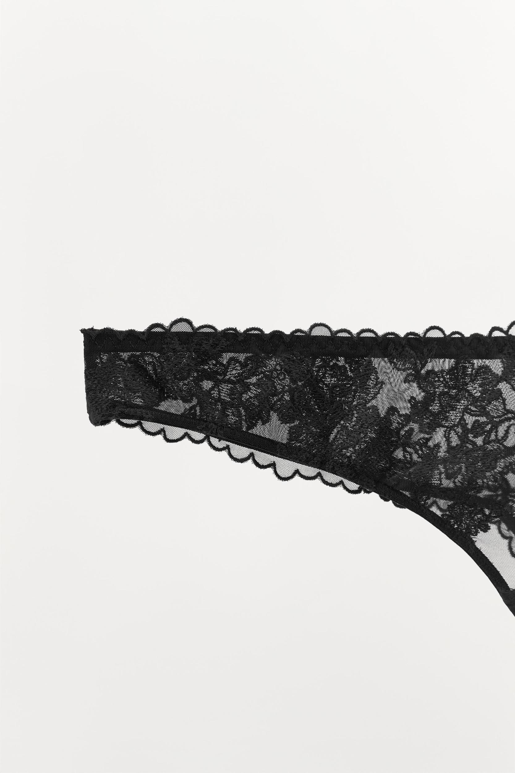 EMBROIDERED MESH THONG Product Image