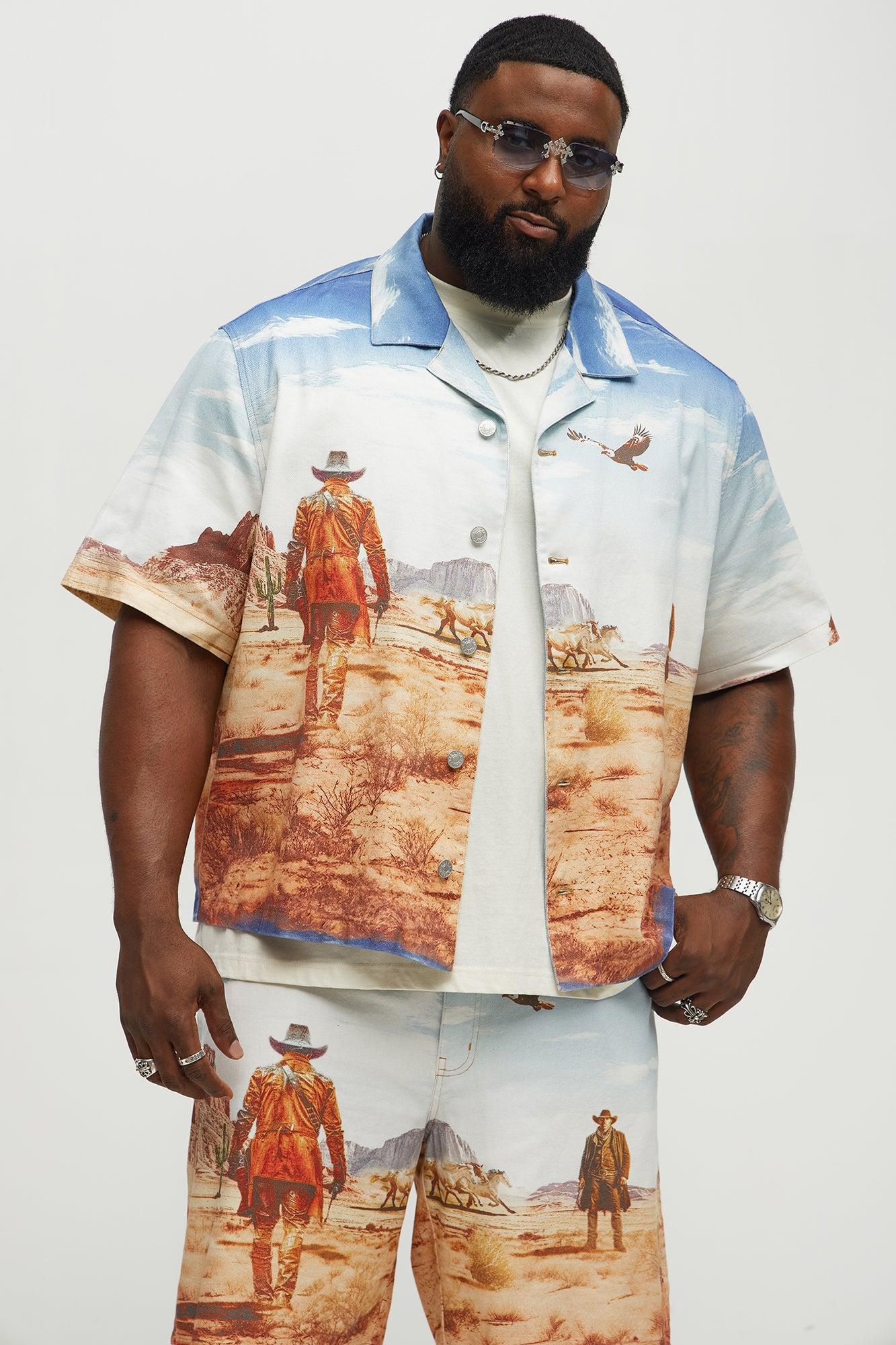 Stand Off Boxy Cuban Collar Shirt - Multi Color Product Image