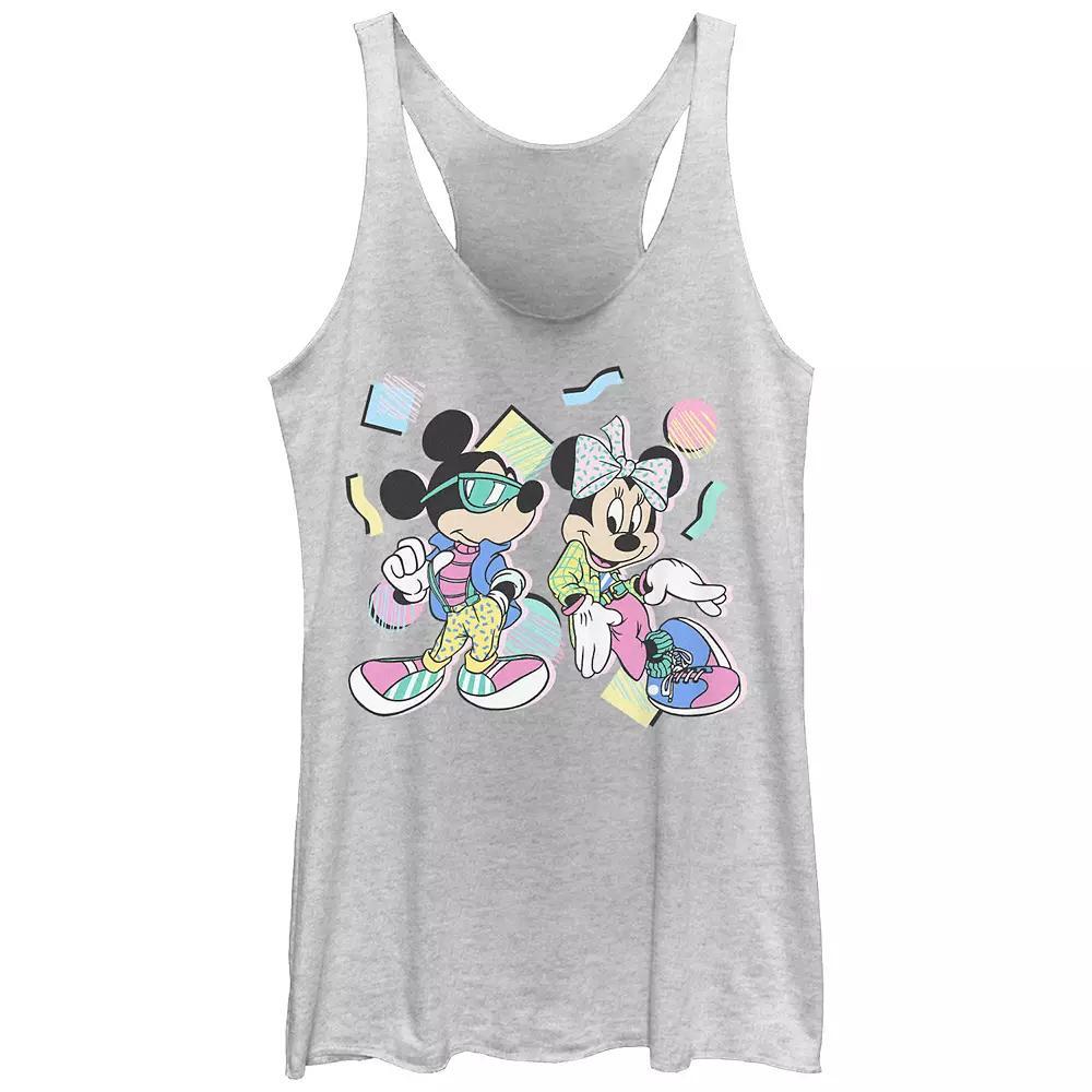 Disney's Mickey Mouse And Minnie Mouse 80's Style Juniors' Tri-Blend Racerback Tank Top, Girl's, Size: XXL, White Grey Product Image