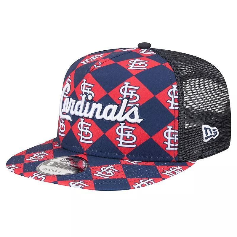 Men's New Era Navy St. Louis Cardinals Seeing Diamonds A-Frame Trucker 9FIFTY Snapback Hat, Blue Product Image