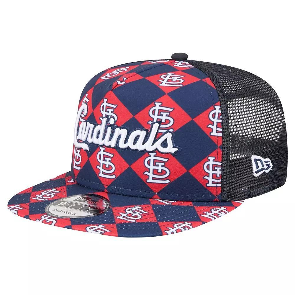 Men's New Era Navy St. Louis Cardinals Seeing Diamonds A-Frame Trucker 9FIFTY Snapback Hat, Blue Product Image