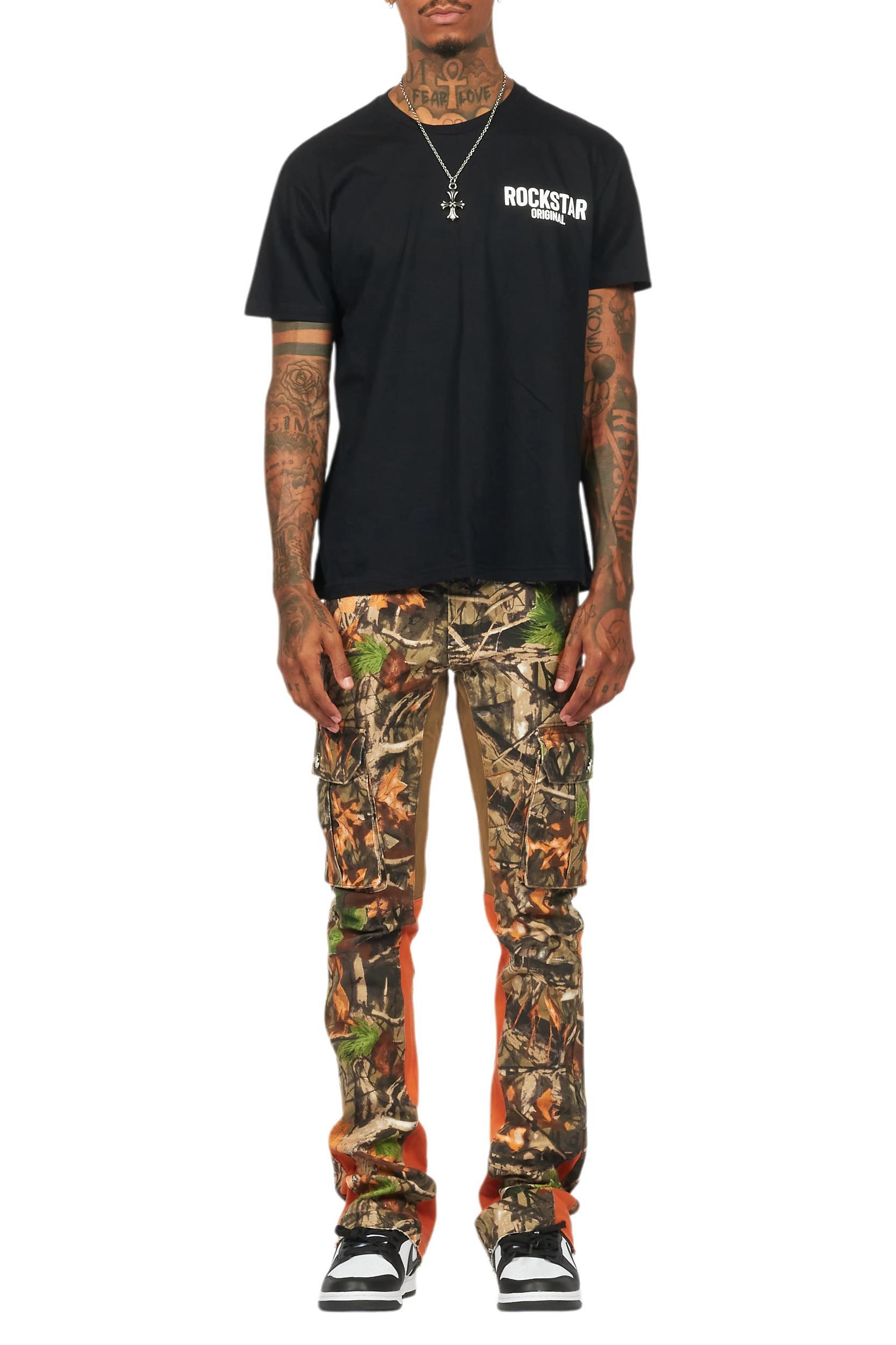 Rolan Orange Tree Camo Stacked Flare Jean Male Product Image