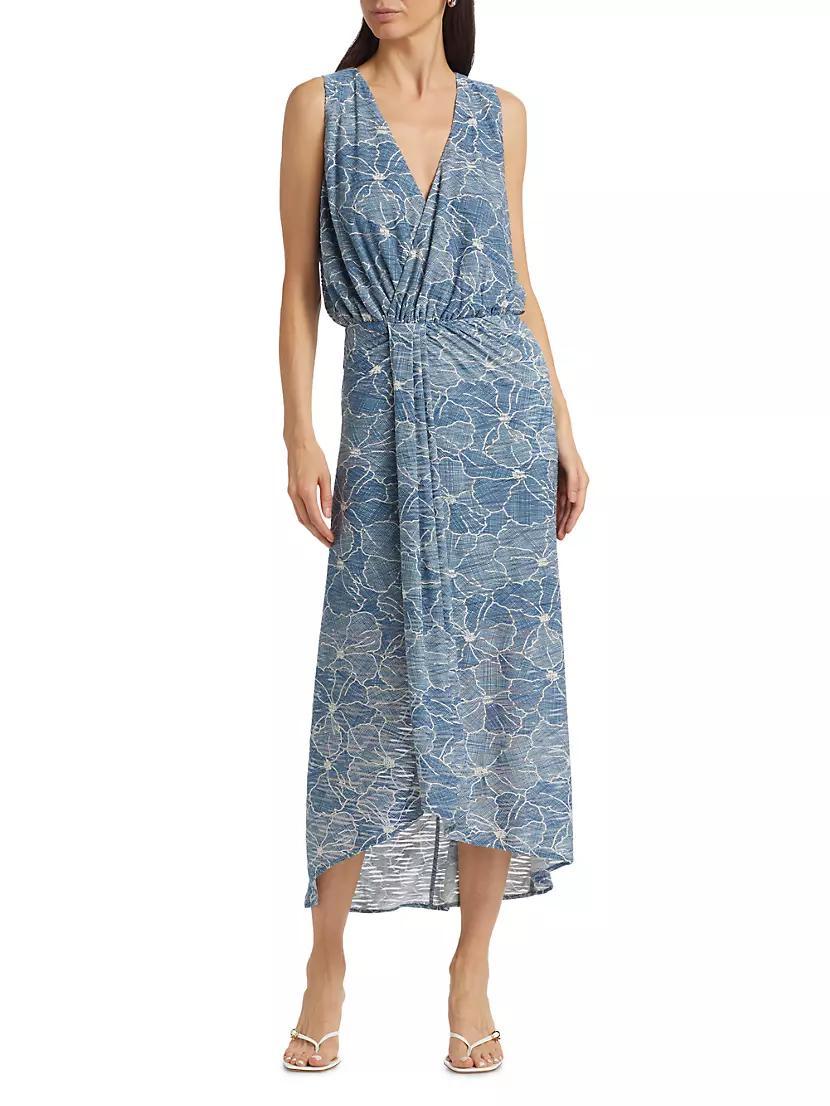 Yuka Floral Burnout Sleeveless Midi-Dress Product Image