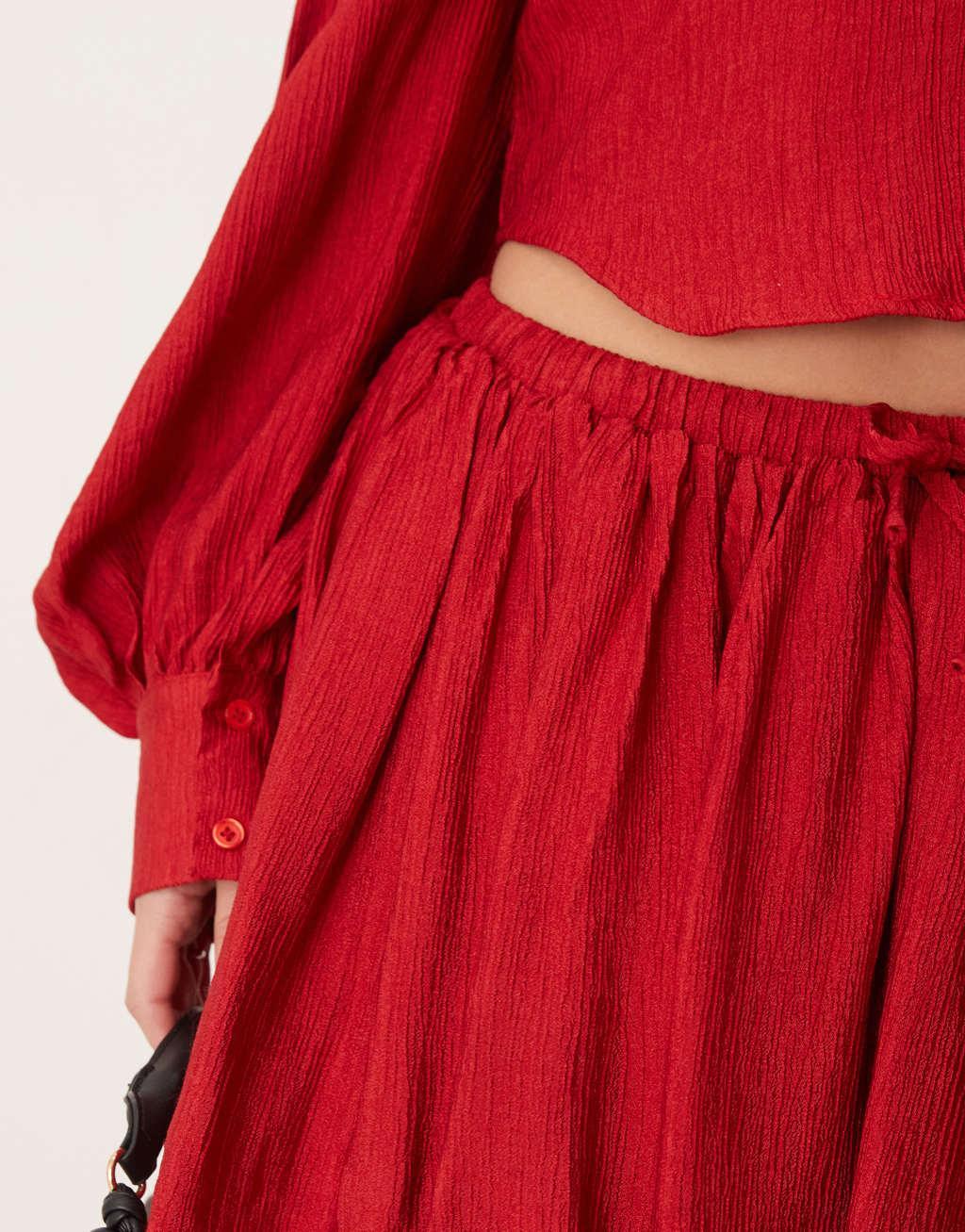 Ghospell bubble mini skirt in red - part of a set Product Image