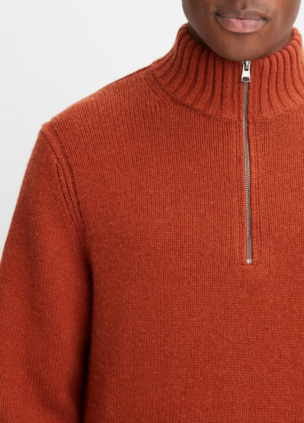 Mens Wool-Cashmere Relaxed Quarter-Zip Sweater, Rust Amber, Size XXL Vince Product Image