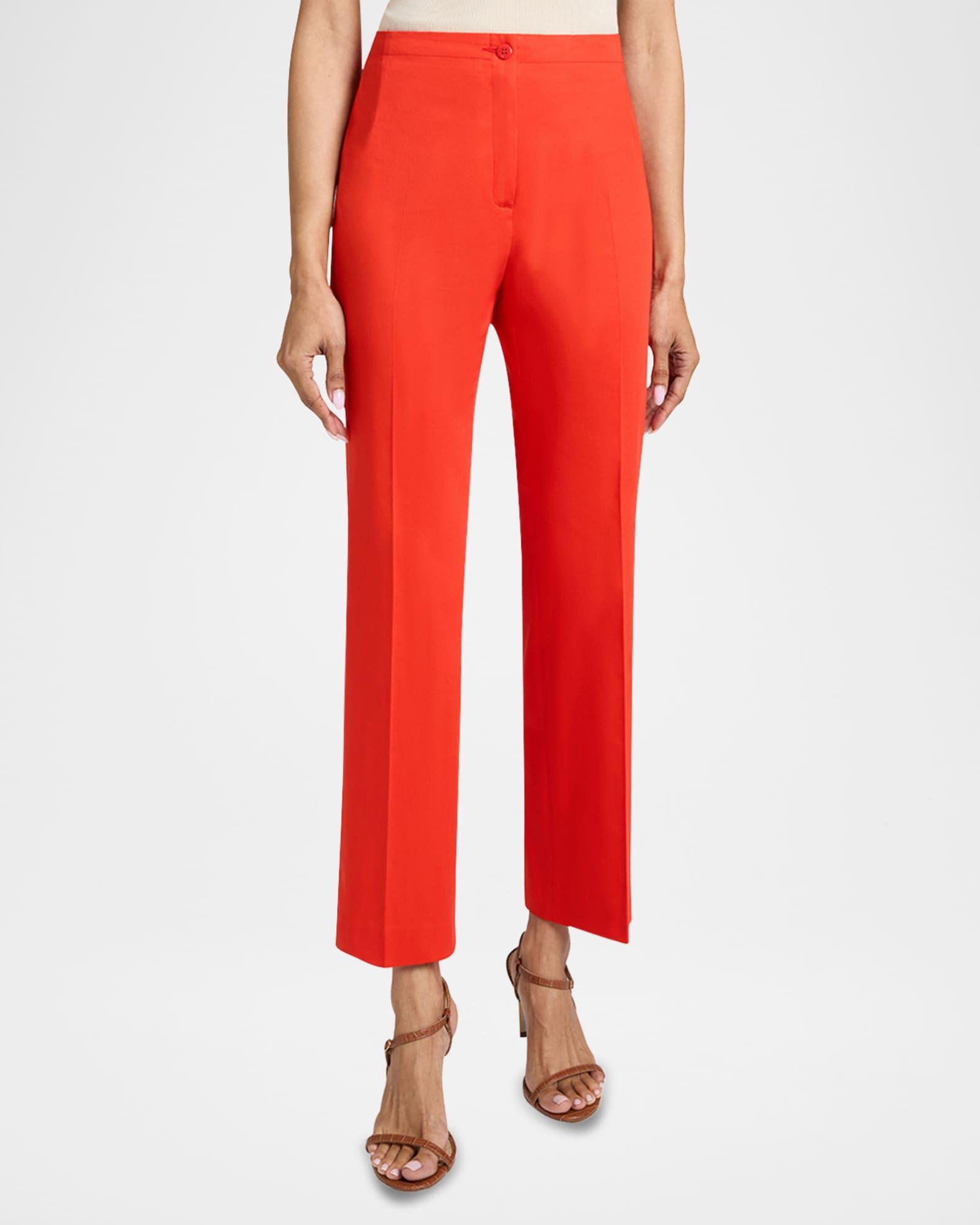 Roma Cropped Straight-Leg Stretch Cotton Pants Product Image