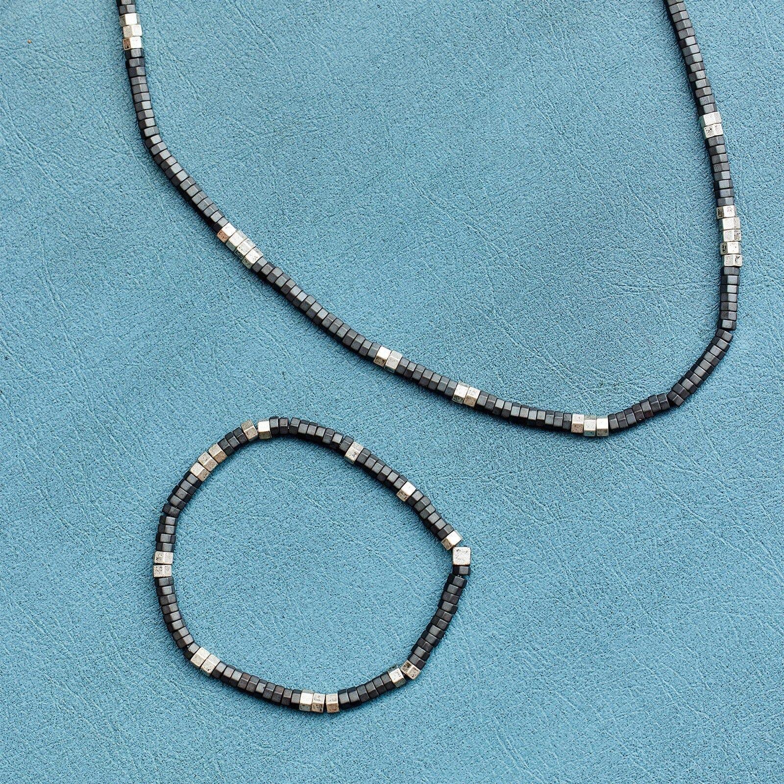 Men's Faceted Pyrite Bead Necklace Male Product Image