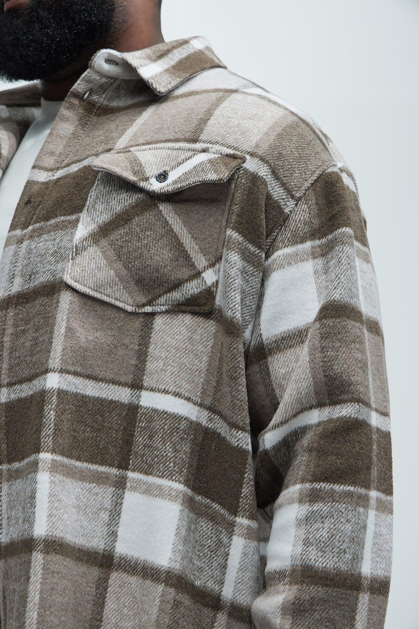Wanted Plaid Shacket - Brown Product Image