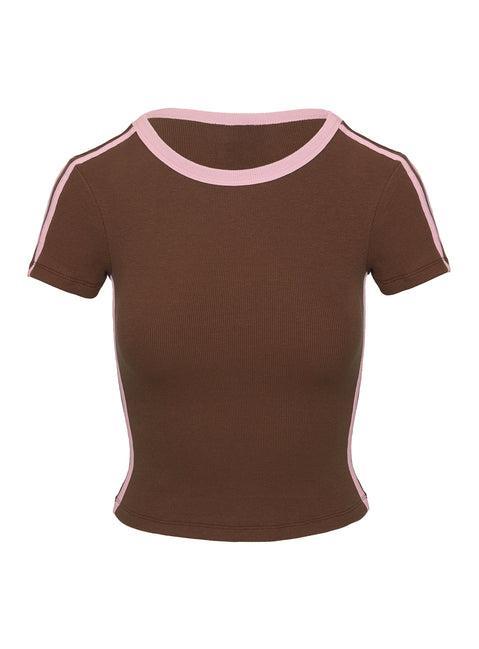 Baseline Scoop Rib Tee Brown / Pink Product Image