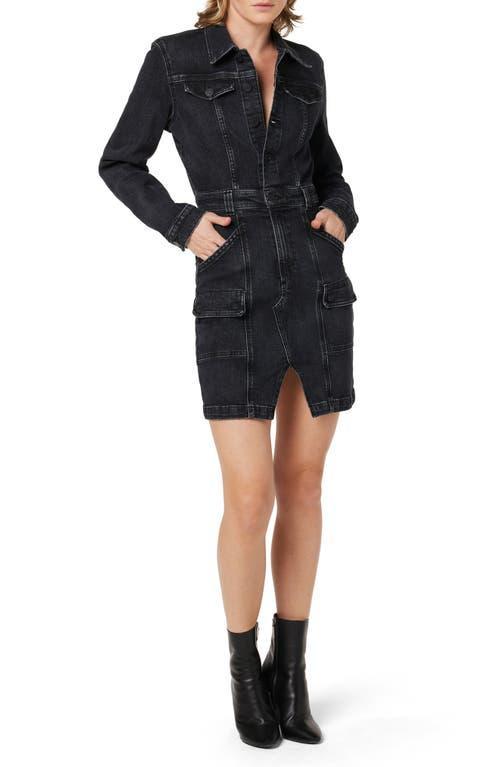 Womens Reconstructed Denim Long-Sleeve Minidress Product Image