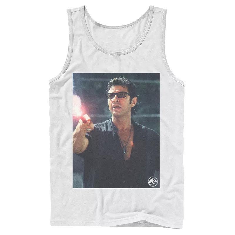 Men's Jurassic Park Ian Malcolm Road Flare Photo Graphic Tank Top, Size: Large, Athletic Grey Product Image