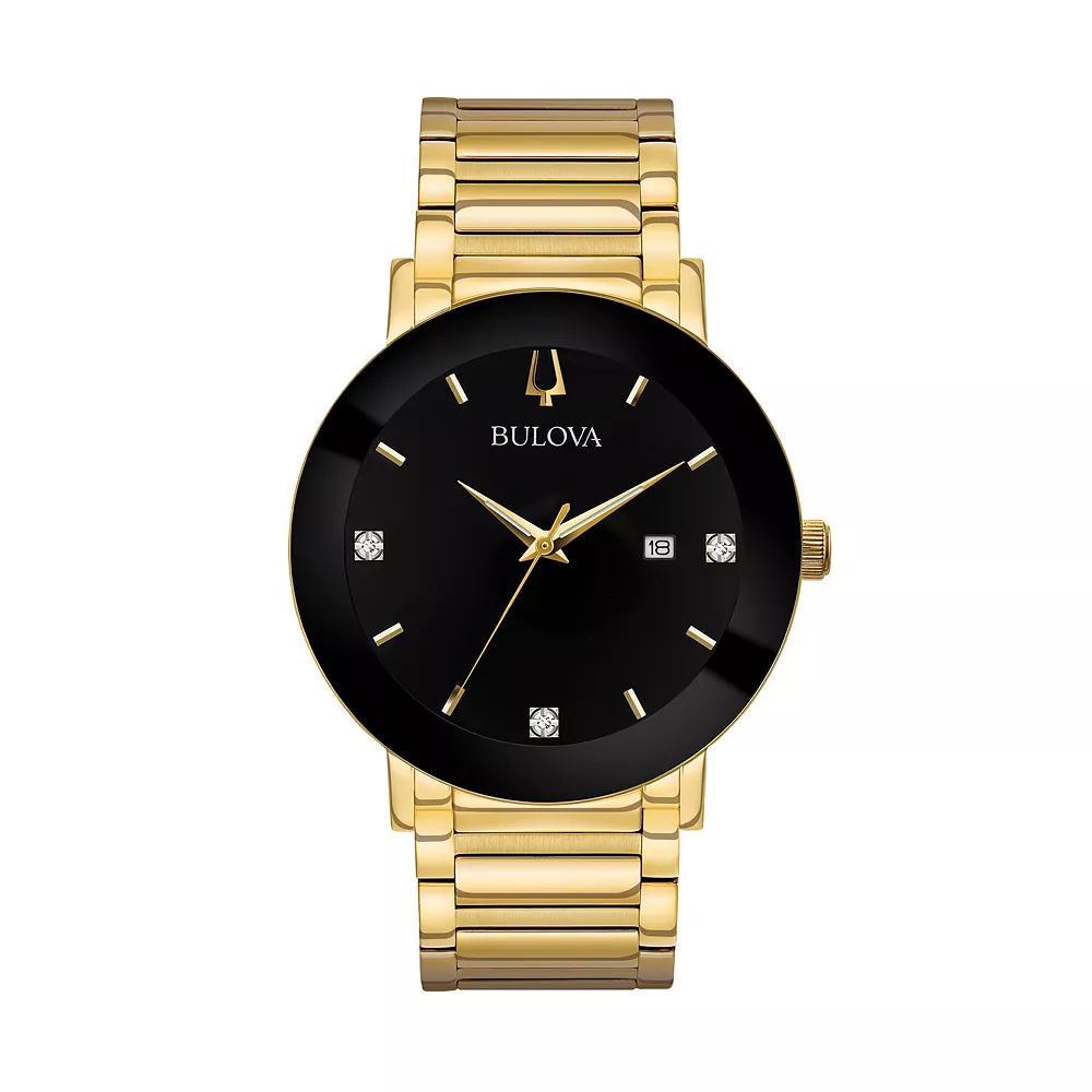Bulova Mens Modern Diamond Stainless Steel Watch - 97D116 Gold Tone Product Image