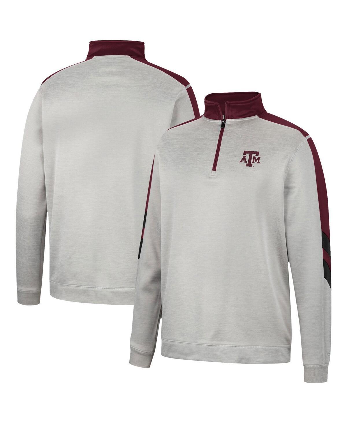 Men's Colosseum Gray/Maroon Texas A&M Aggies Bushwood Fleece Quarter-Zip Jacket, Size: 2XL, Grey Product Image