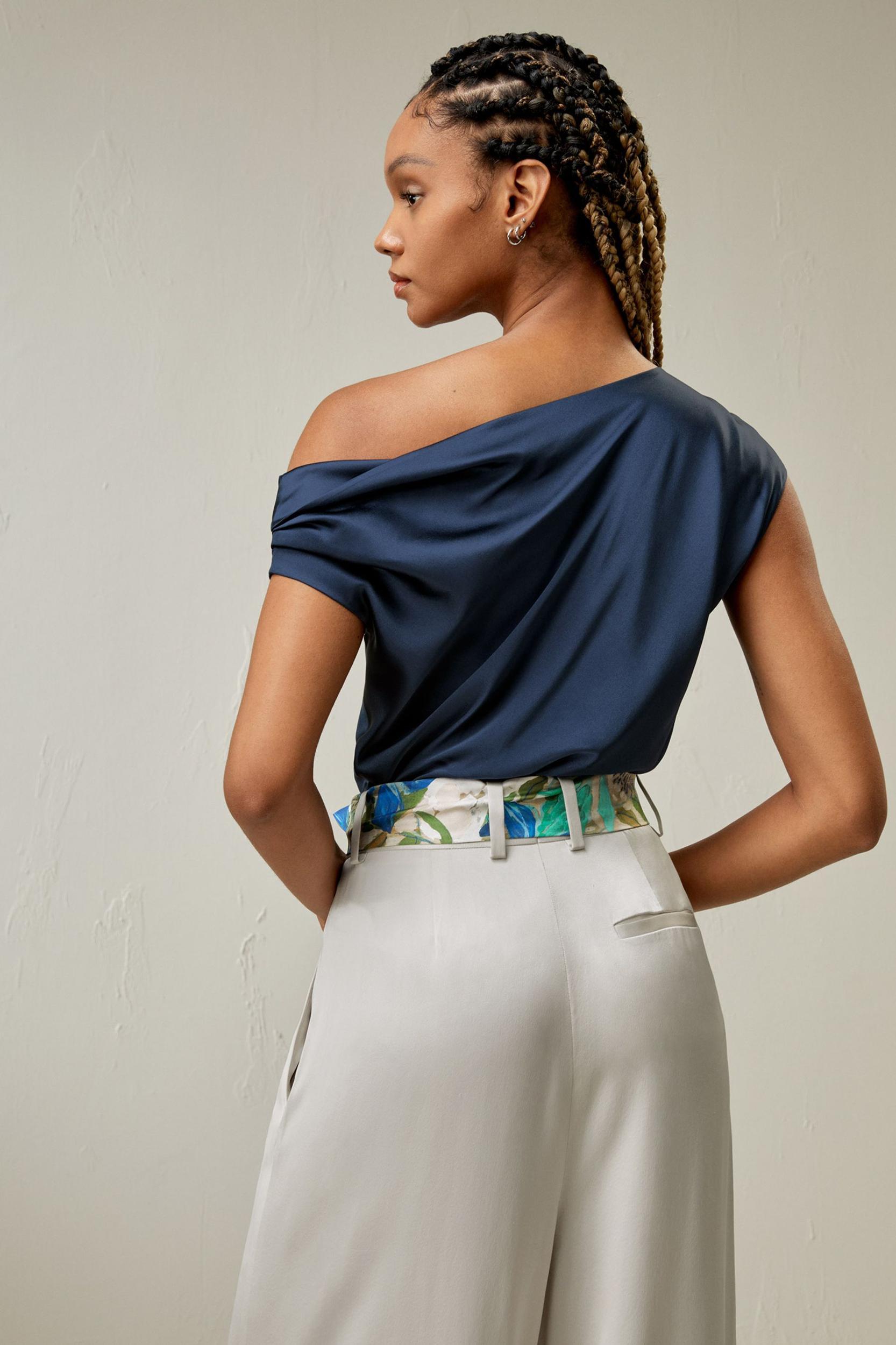 Boat Neck Silk Top Product Image