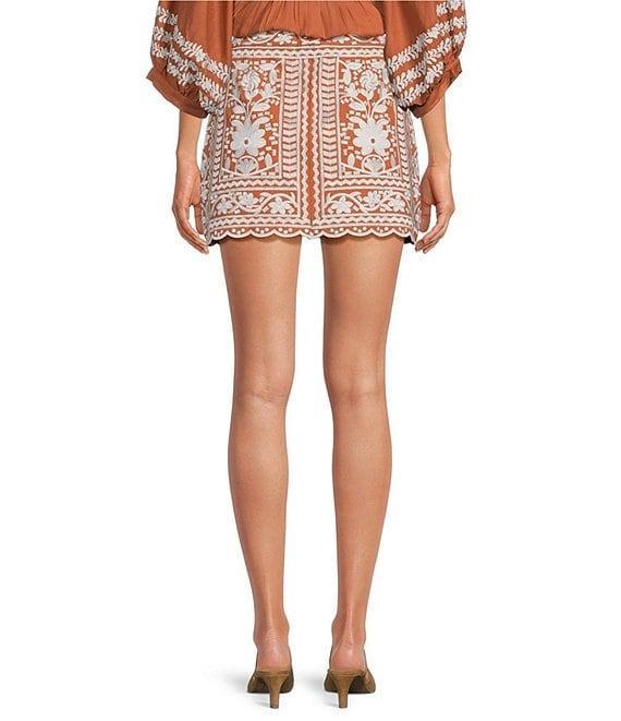 J.Marie Kennedy Floral Embroidered High Rise A-Line Mini Skirt Product Image