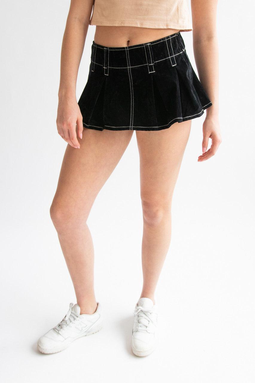 Low Rise Velvet Suede Mini Skort Product Image