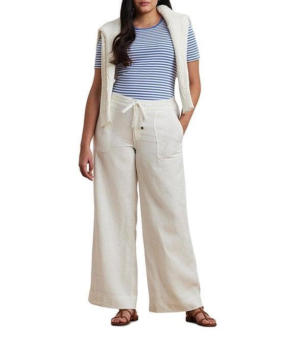 Lauren Ralph Lauren Plus Size Stretch Cotton Stripe Crew Neck Short Sleeve T-Shirt Product Image