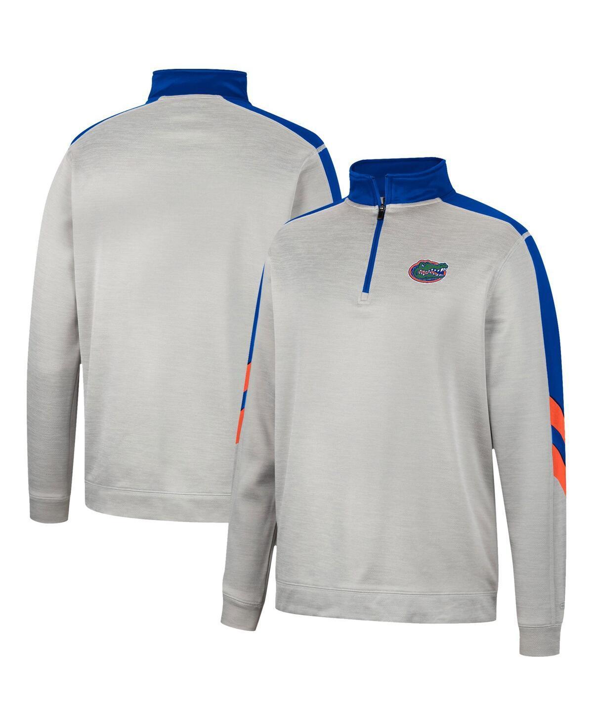 Men's Colosseum Gray/Royal Florida Gators Bushwood Fleece Quarter-Zip Jacket, Size: Large, Grey Product Image