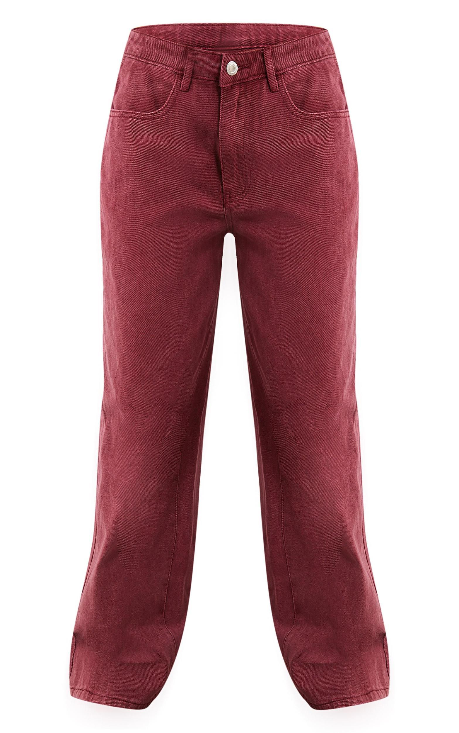 Washed Burgundy Wide Leg Jeans Product Image