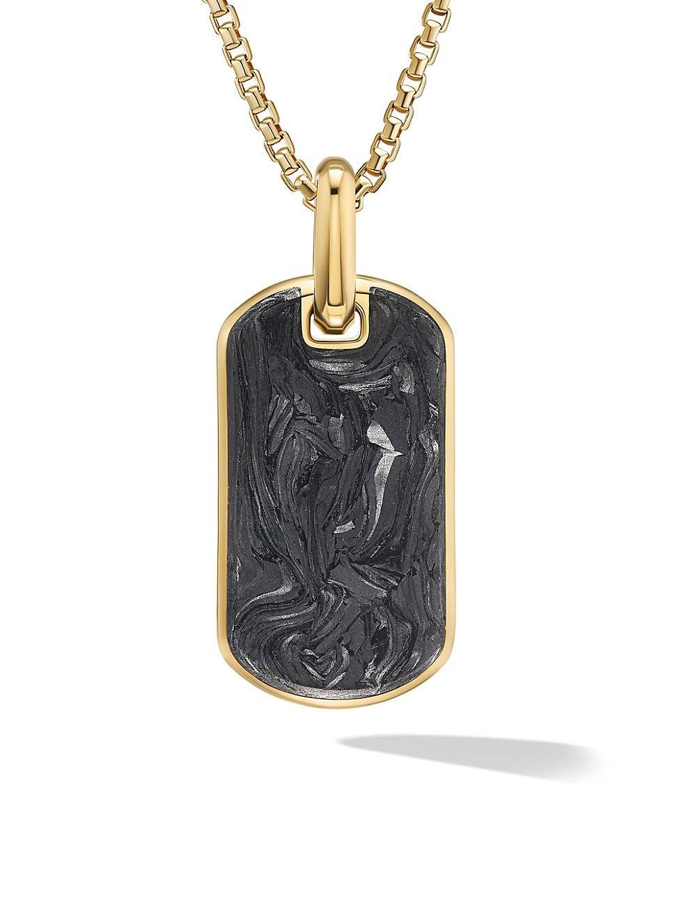 Mens Forged Carbon Tag in 18K Yellow Gold Product Image
