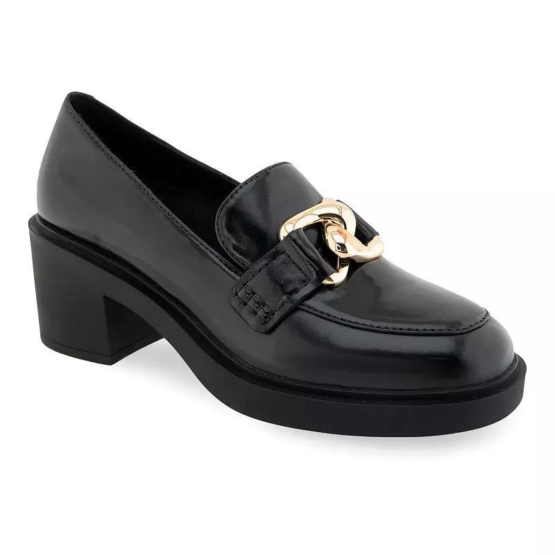 Aerosoles Gibbon Women's Block Heeled Loafers, Size: 7, Black Burnished Product Image