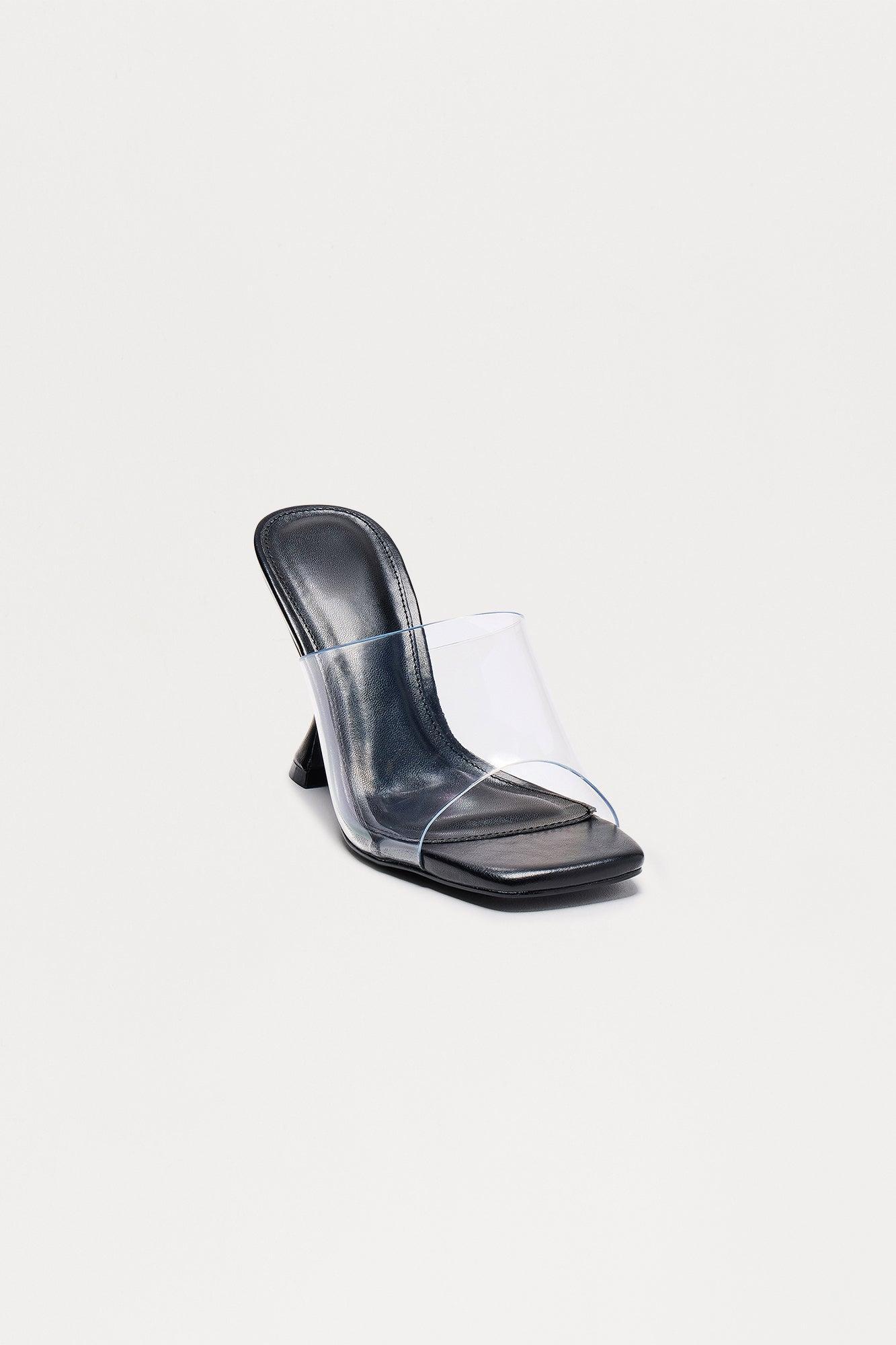 Etta Clear PVC Mules - Black Product Image