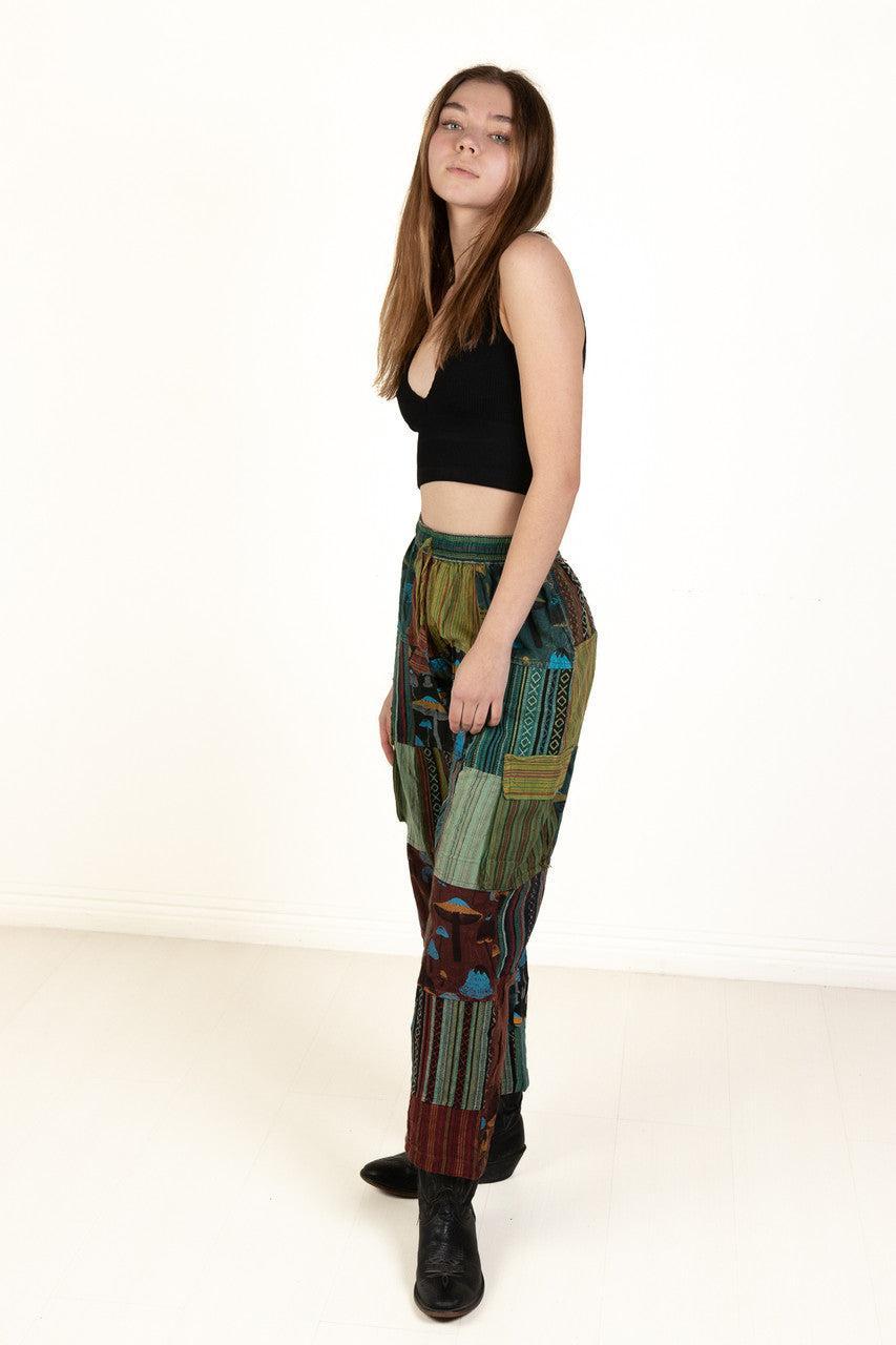 Mushroom Print Patchwork Cargo Pants Product Image