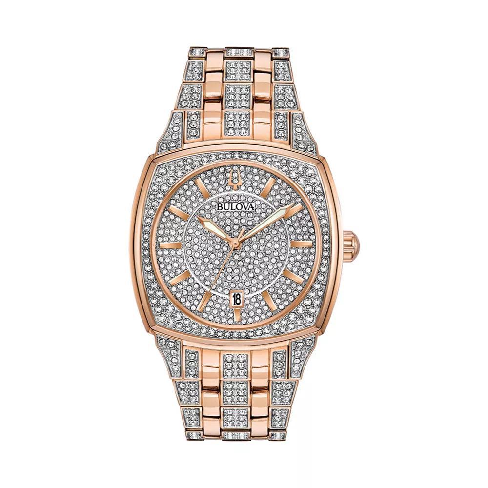 Bulova Men's Crystal Watch, Pave Dial - 96B296, Silver Tone Product Image