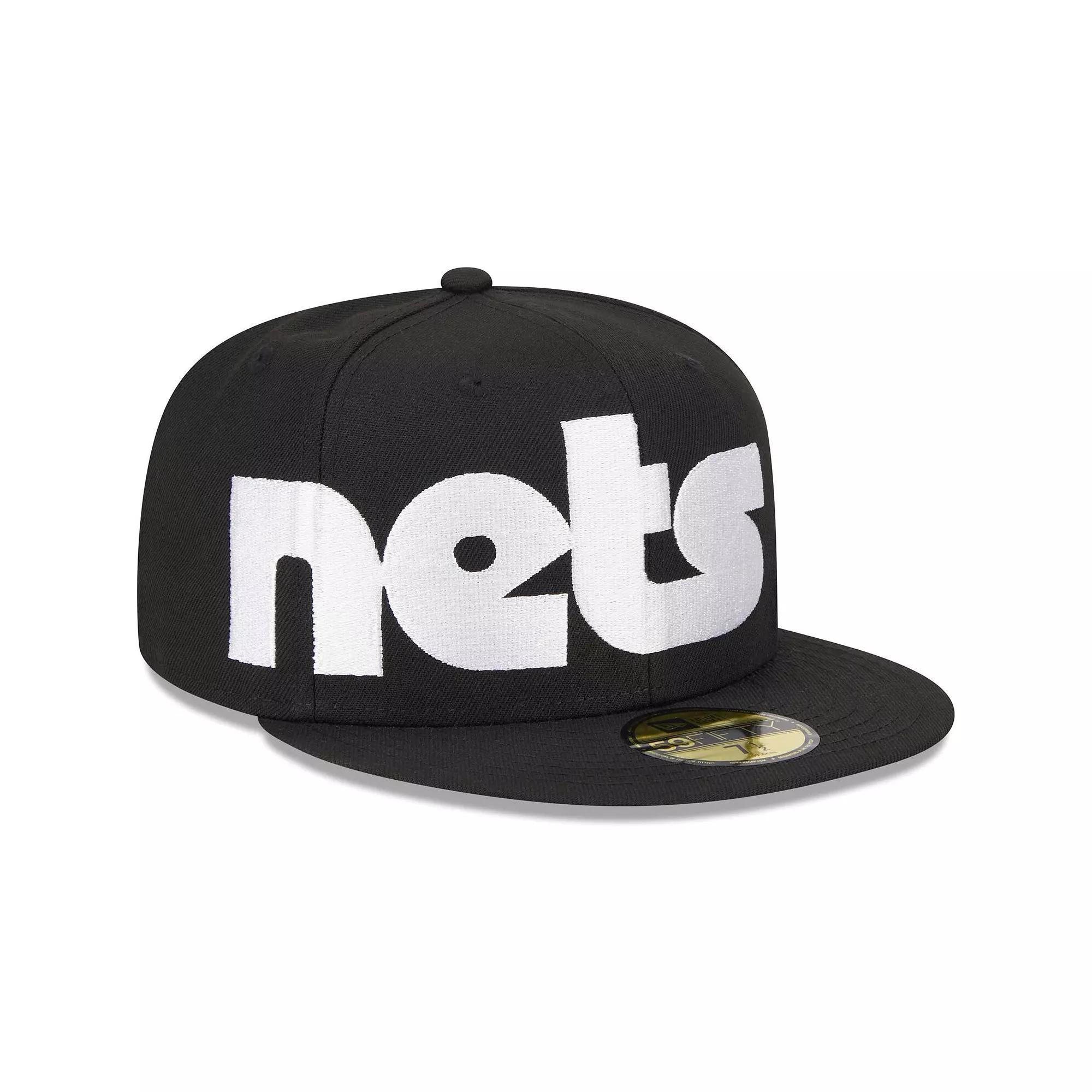 Men's New Era Black Brooklyn Nets Checkerboard UV 59FIFTY Fitted Hat, Size: 7 3/4 Product Image