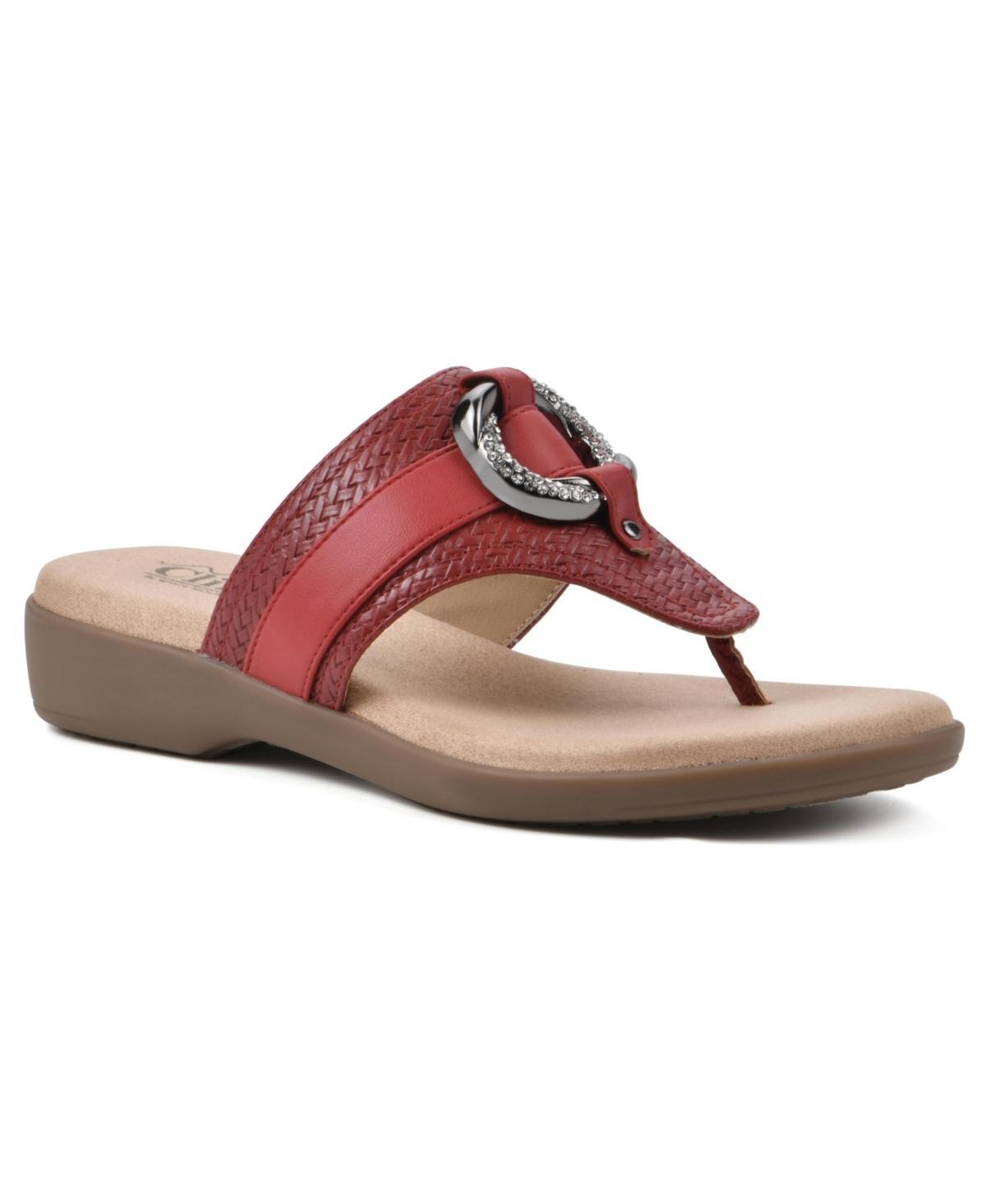 Cliffs by White Mountain Benedict Women's Thong Sandals, Size: 8, Blue Woven Product Image