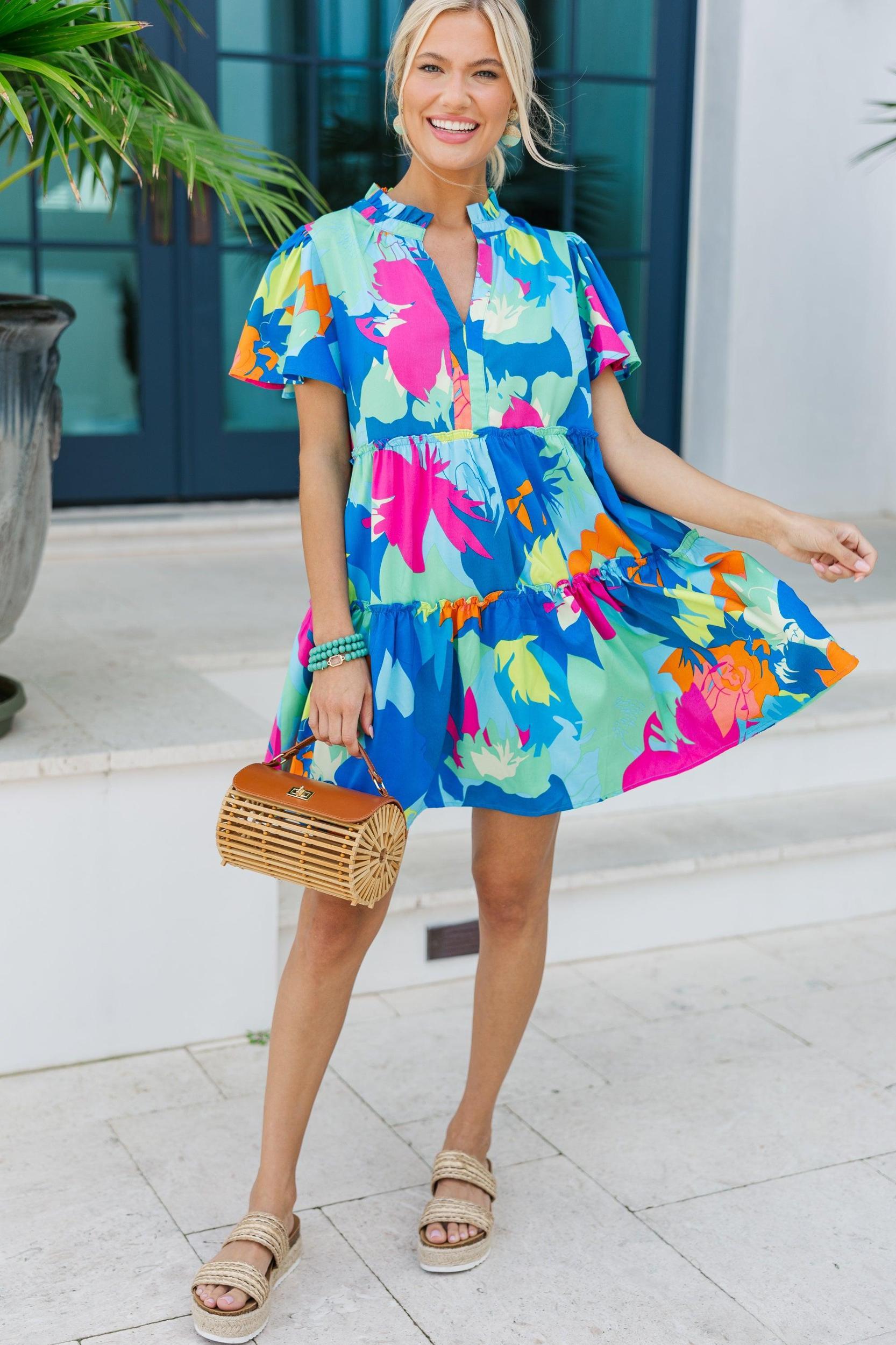 Happy Days Blue Floral Babydoll Dress Female Product Image