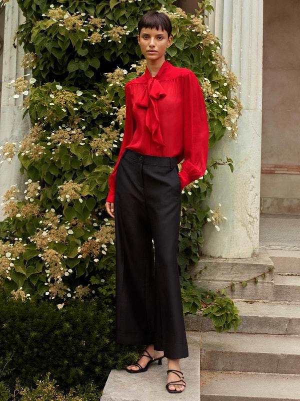 Bow Tie Silk Jasmine Blouse Product Image