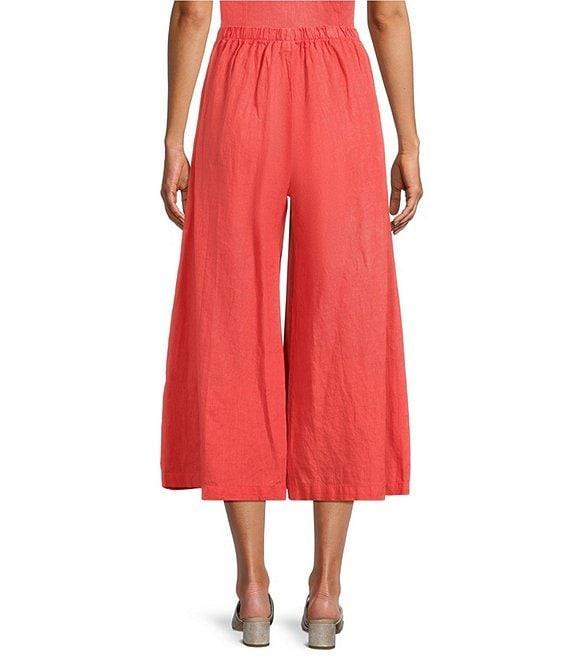Bryn Walker Ella Flat Front Light Linen Wide Leg Cropped Pants Product Image