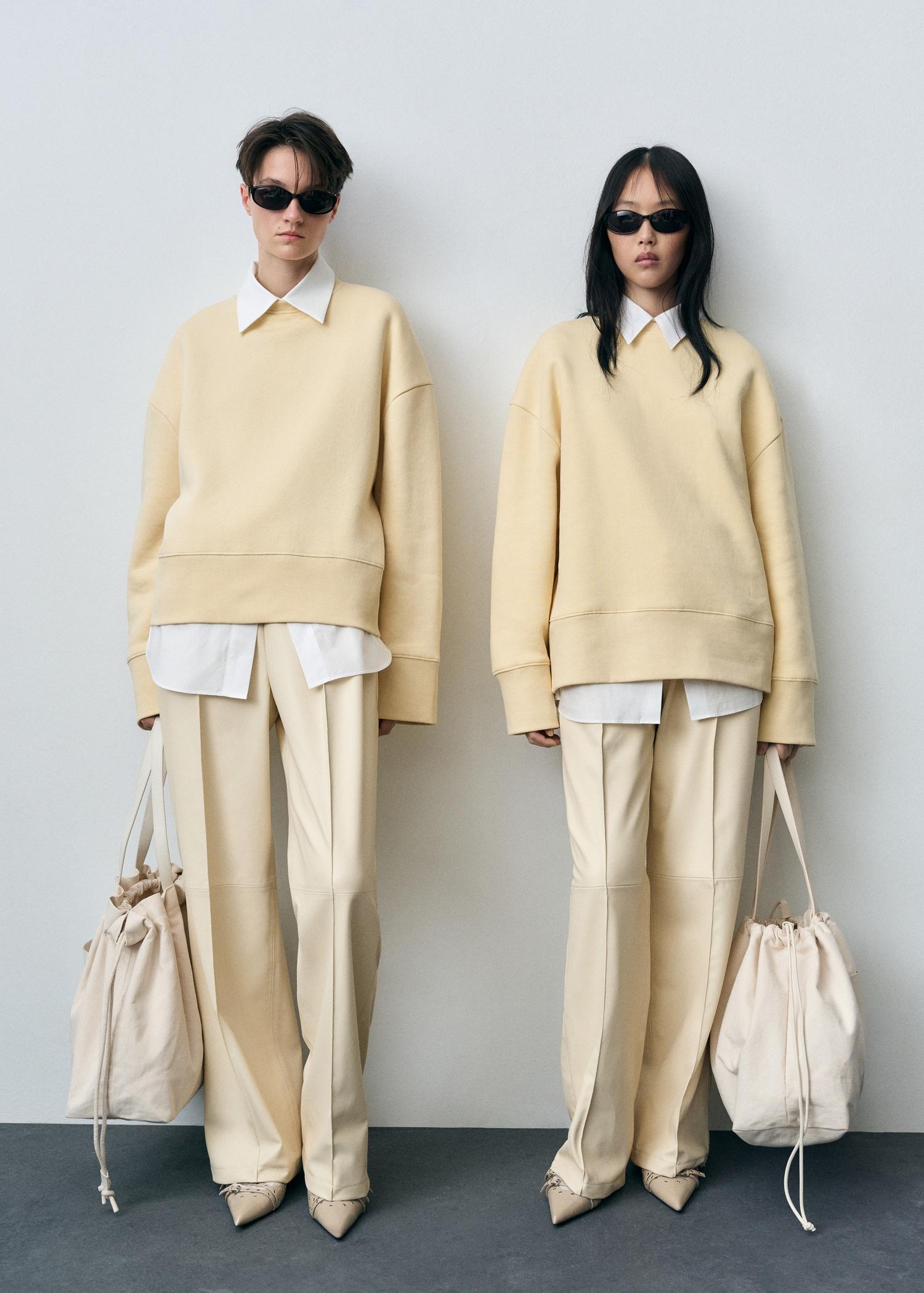 Wide-leg leather-effect pants - Women | MANGO USA Product Image