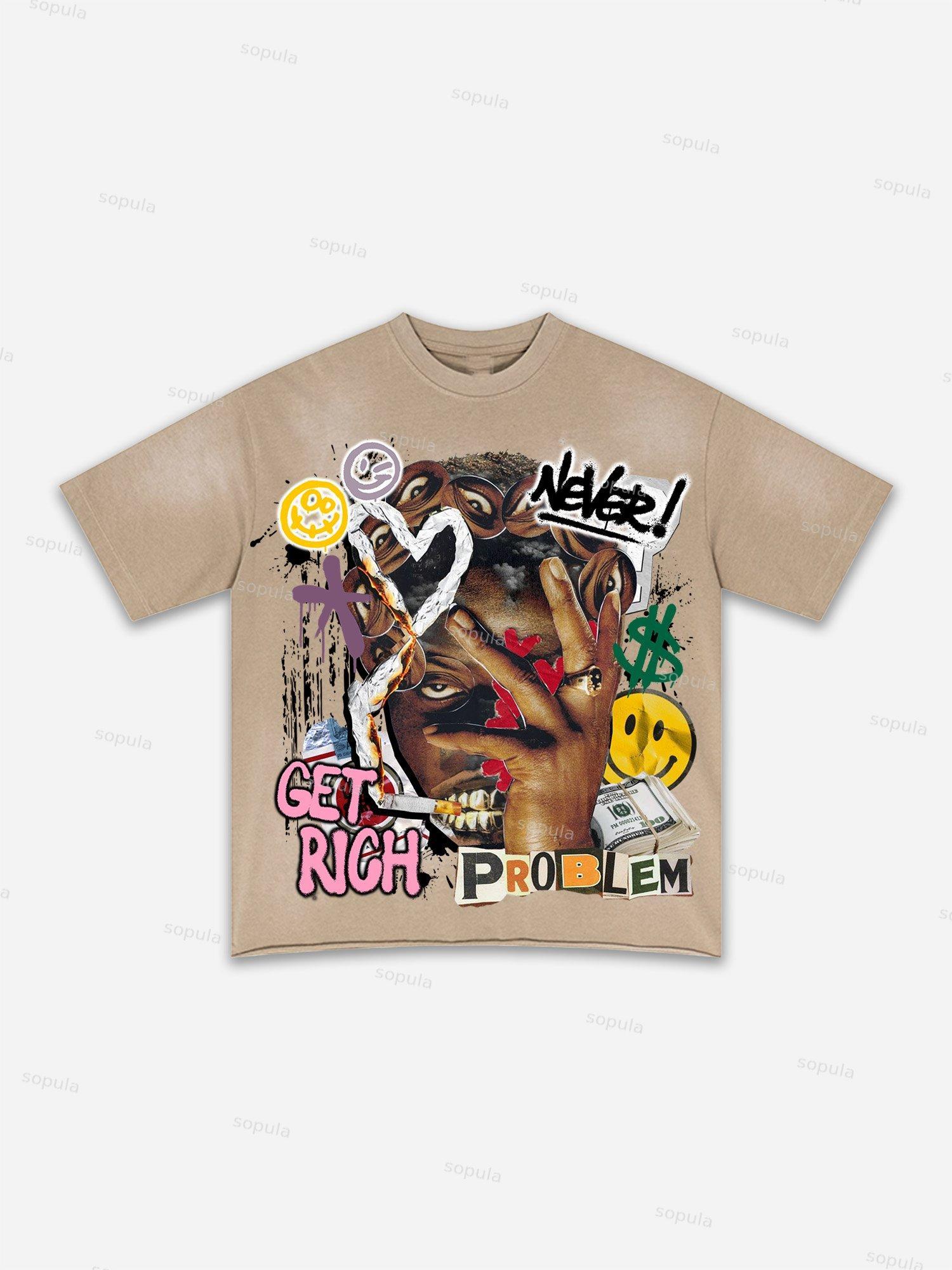 I Am Allergic To People Fun Zipper Boys Print Washed T-shirt Product Image
