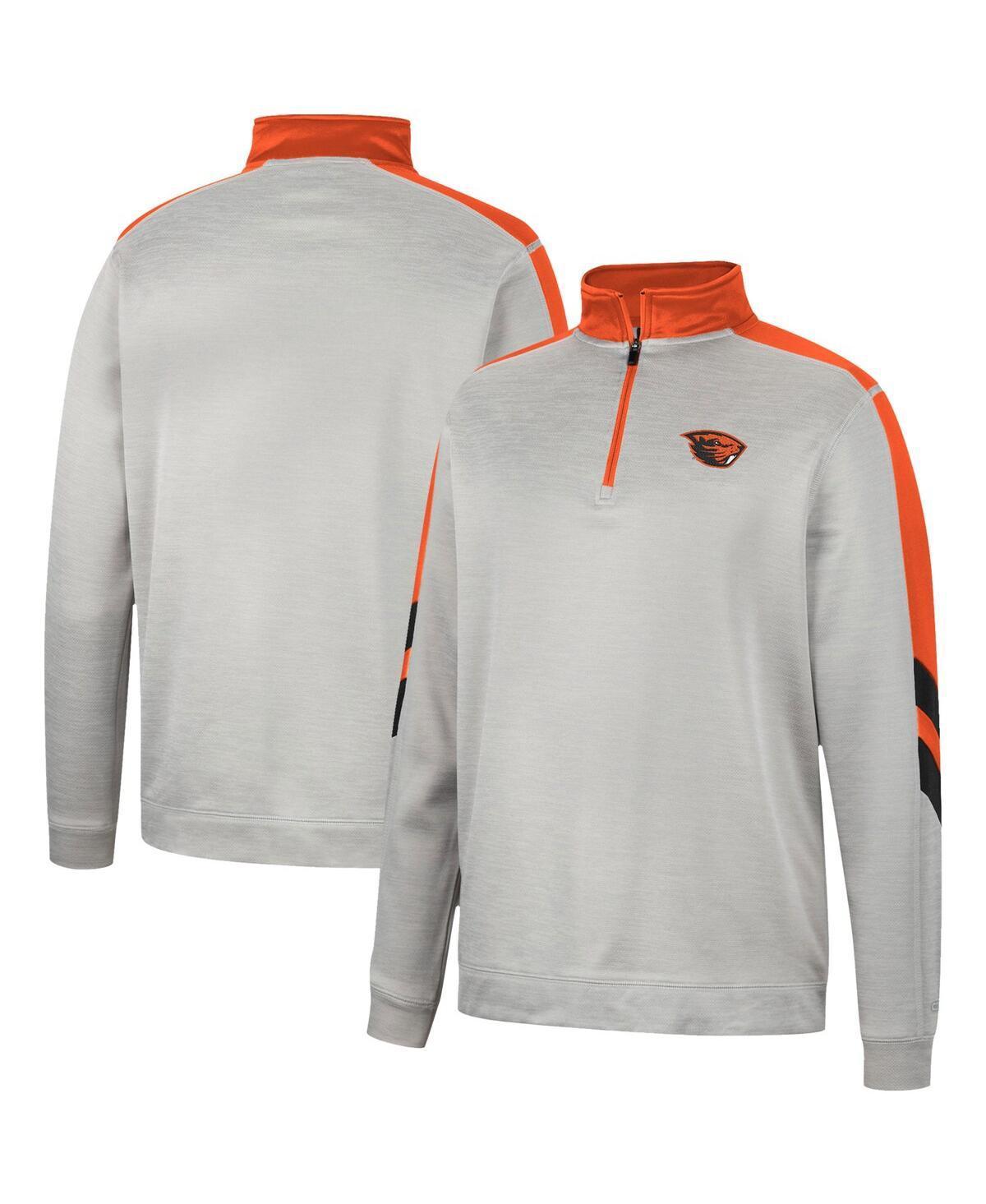 Men's Colosseum Gray/Orange Oregon State Beavers Bushwood Fleece Quarter-Zip Jacket, Size: XL, Grey Product Image