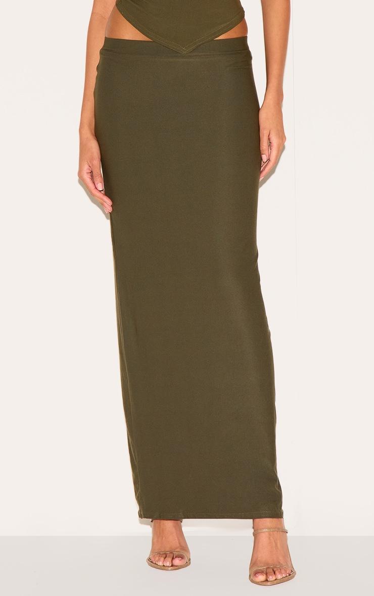 Khaki Soft Touch Low Rise Maxi Skirt Product Image