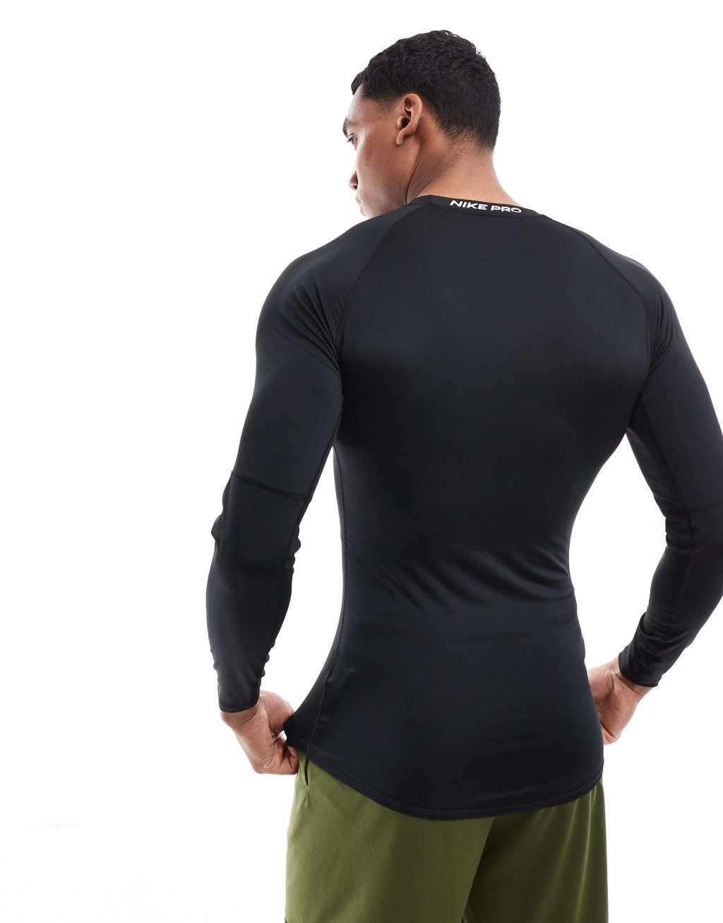 Nike Training Pro tight longsleeve top in black Product Image