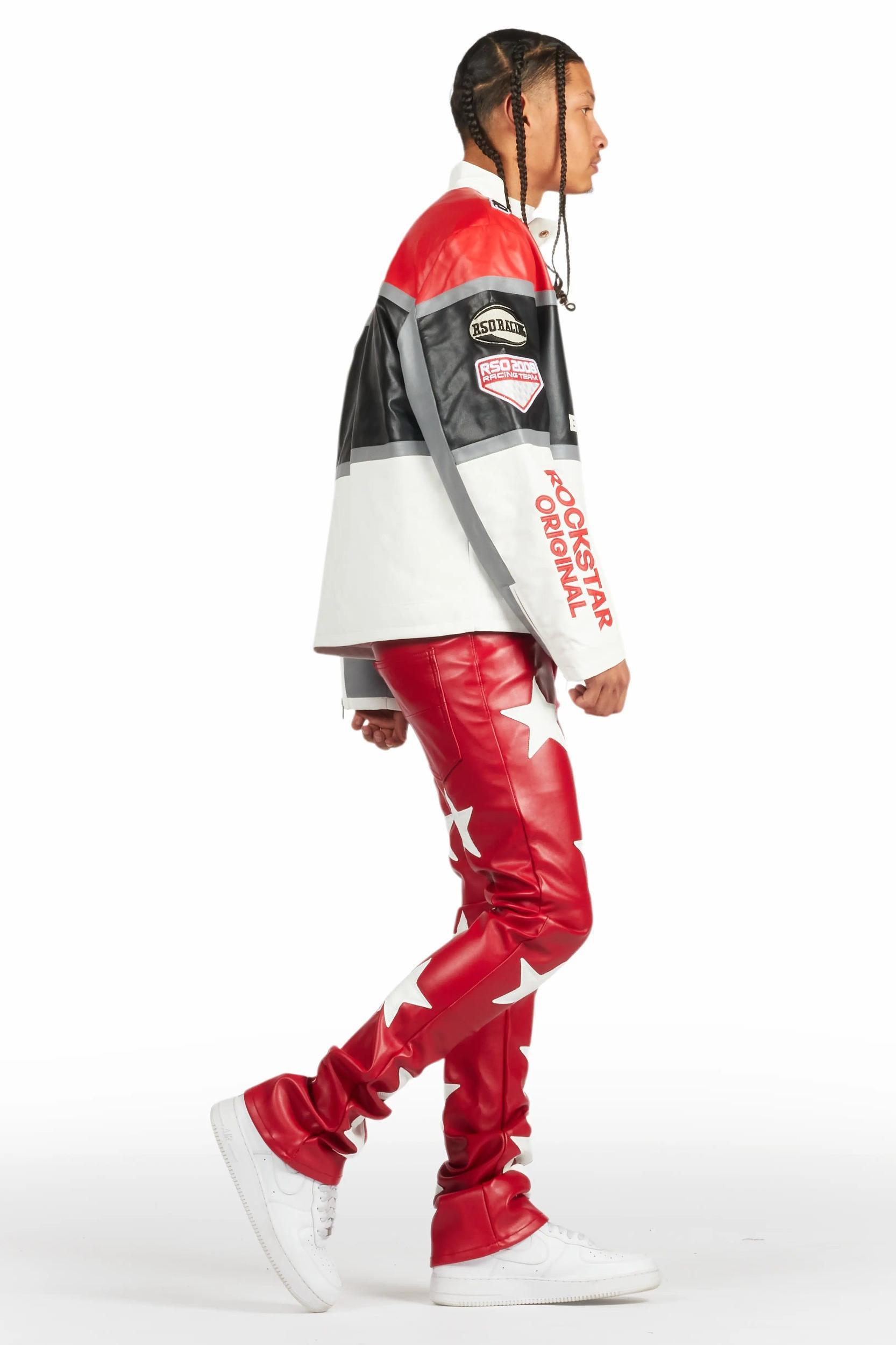 Steen Red PU Stacked Flare Jean Male Product Image