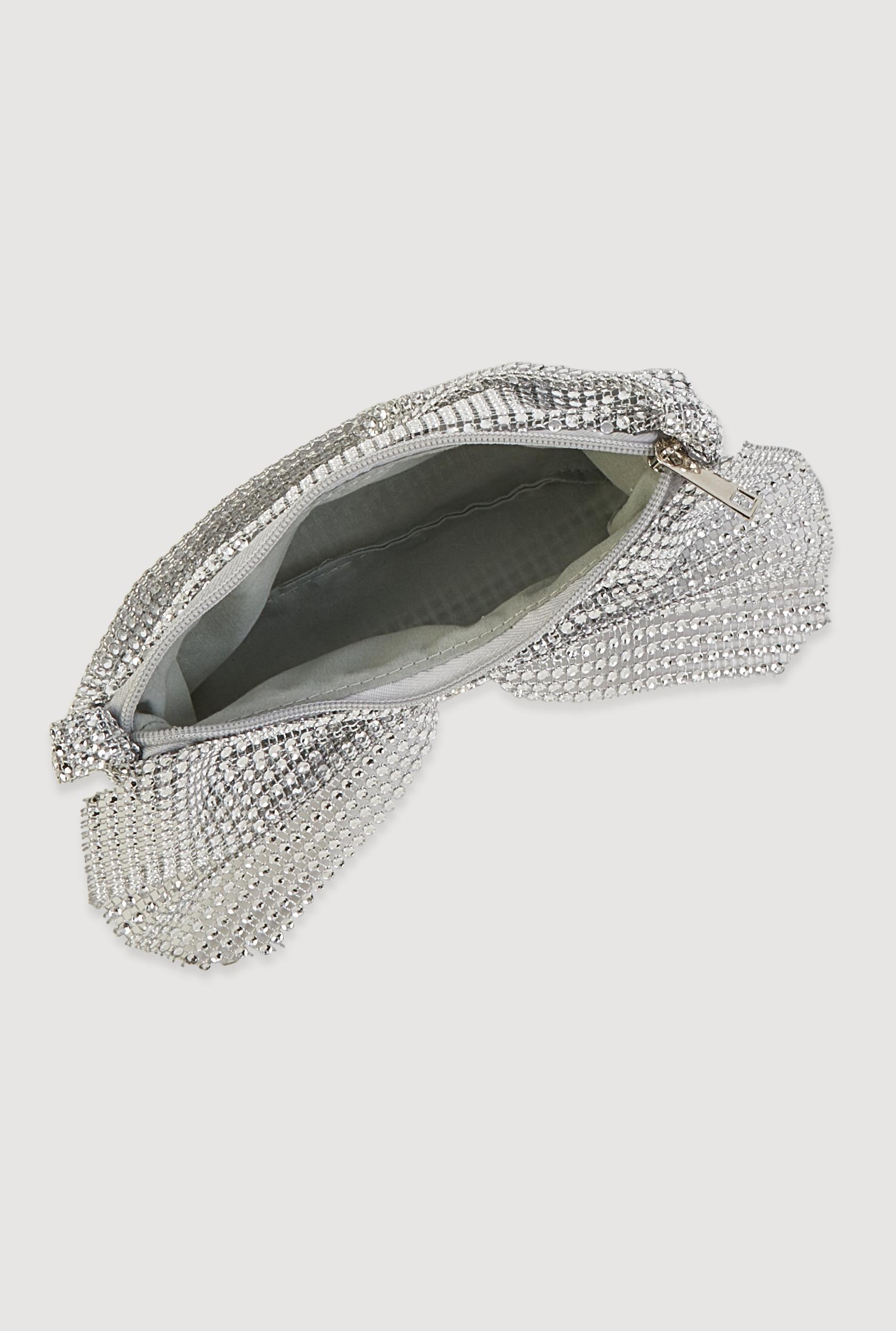 Rhinestone Studded Mesh Bow Handbag Female Product Image