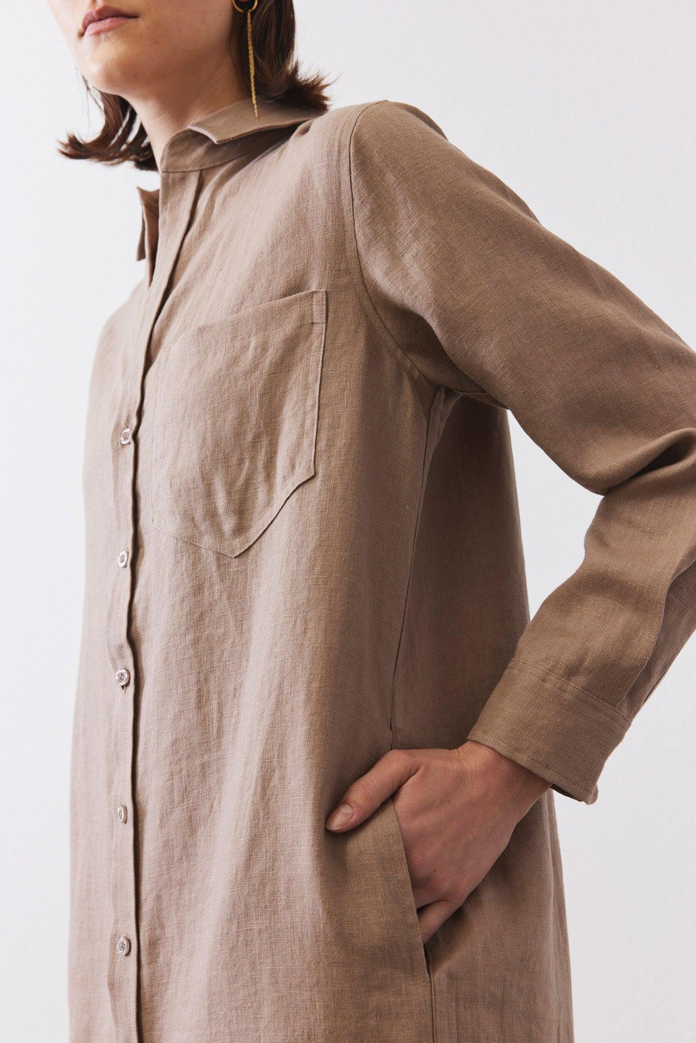 Linen Button Down Shirt Dress Product Image