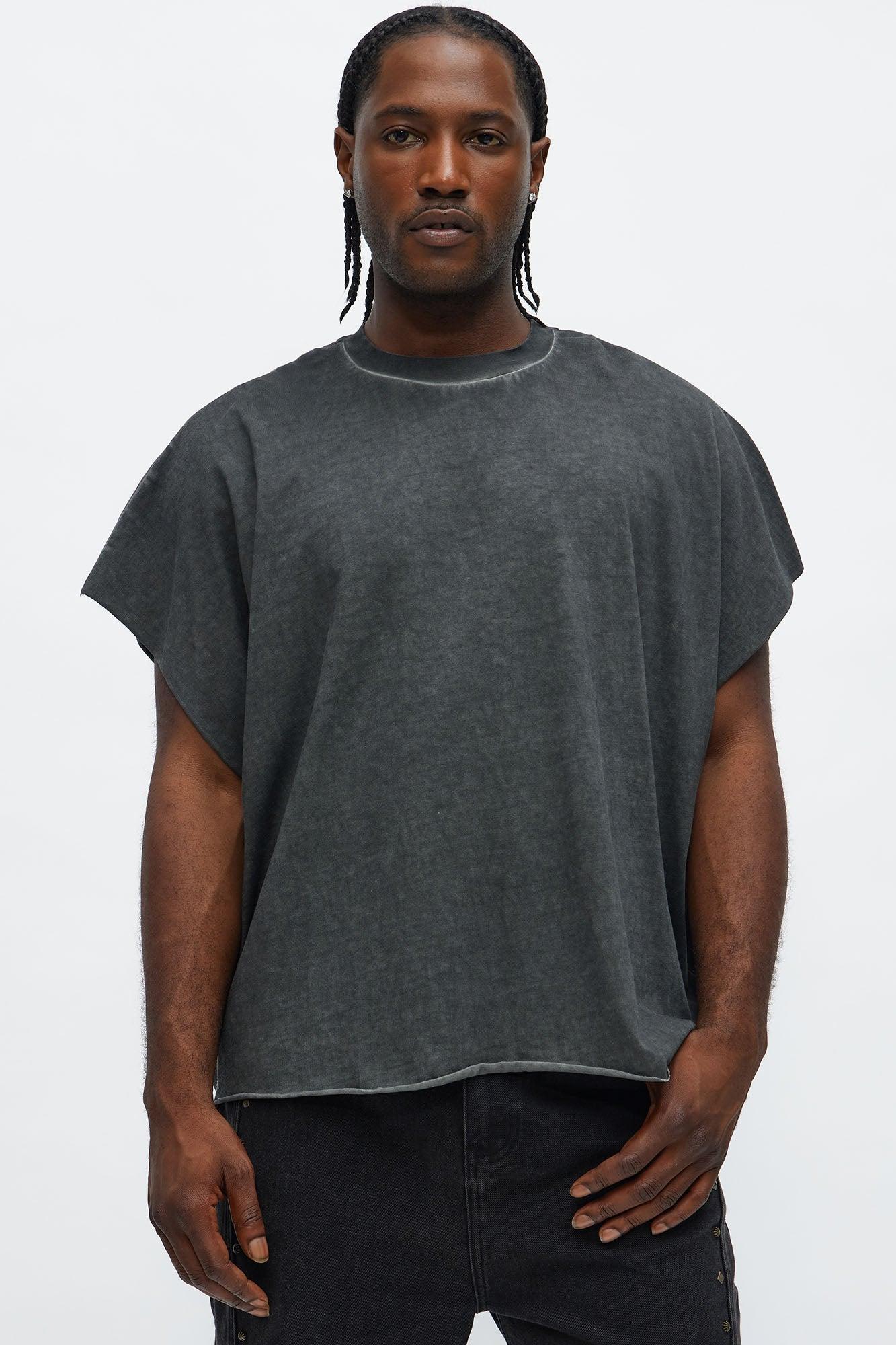 Oversized Fatal Attraction Heavy Jersey Muscle Tee - Charcoal Product Image