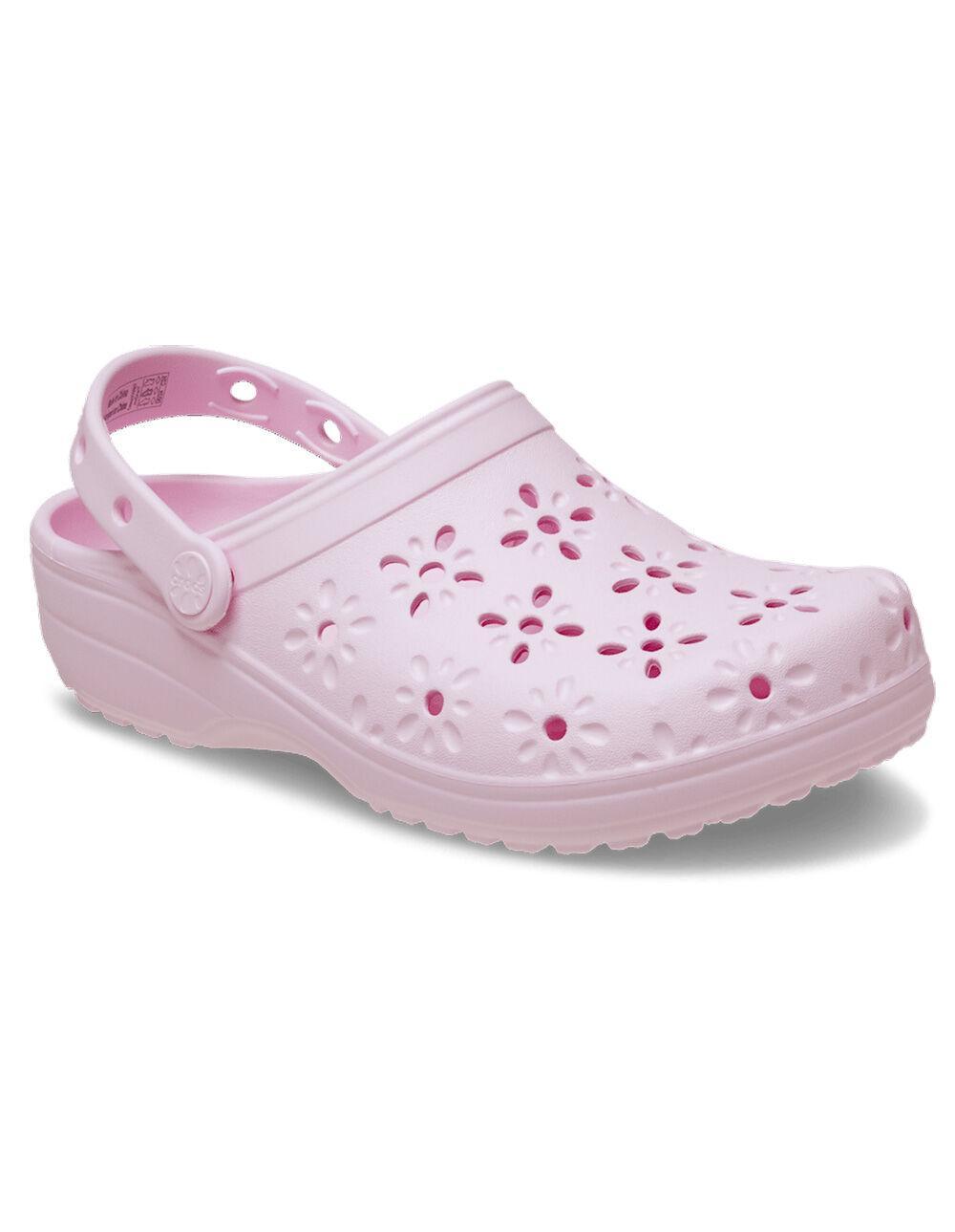 CROCS Floral Cut-Out Womens Classic Clogs - LIGHT PINK Product Image
