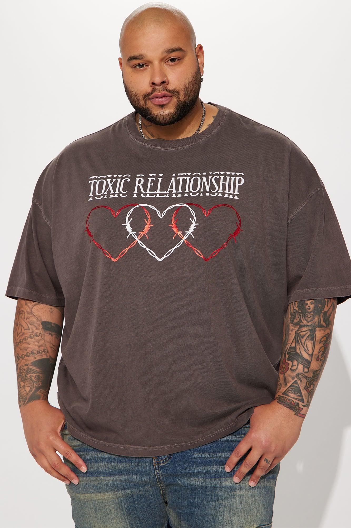 Toxic Relationship Oversized Short Sleeve Tee - Brown Product Image