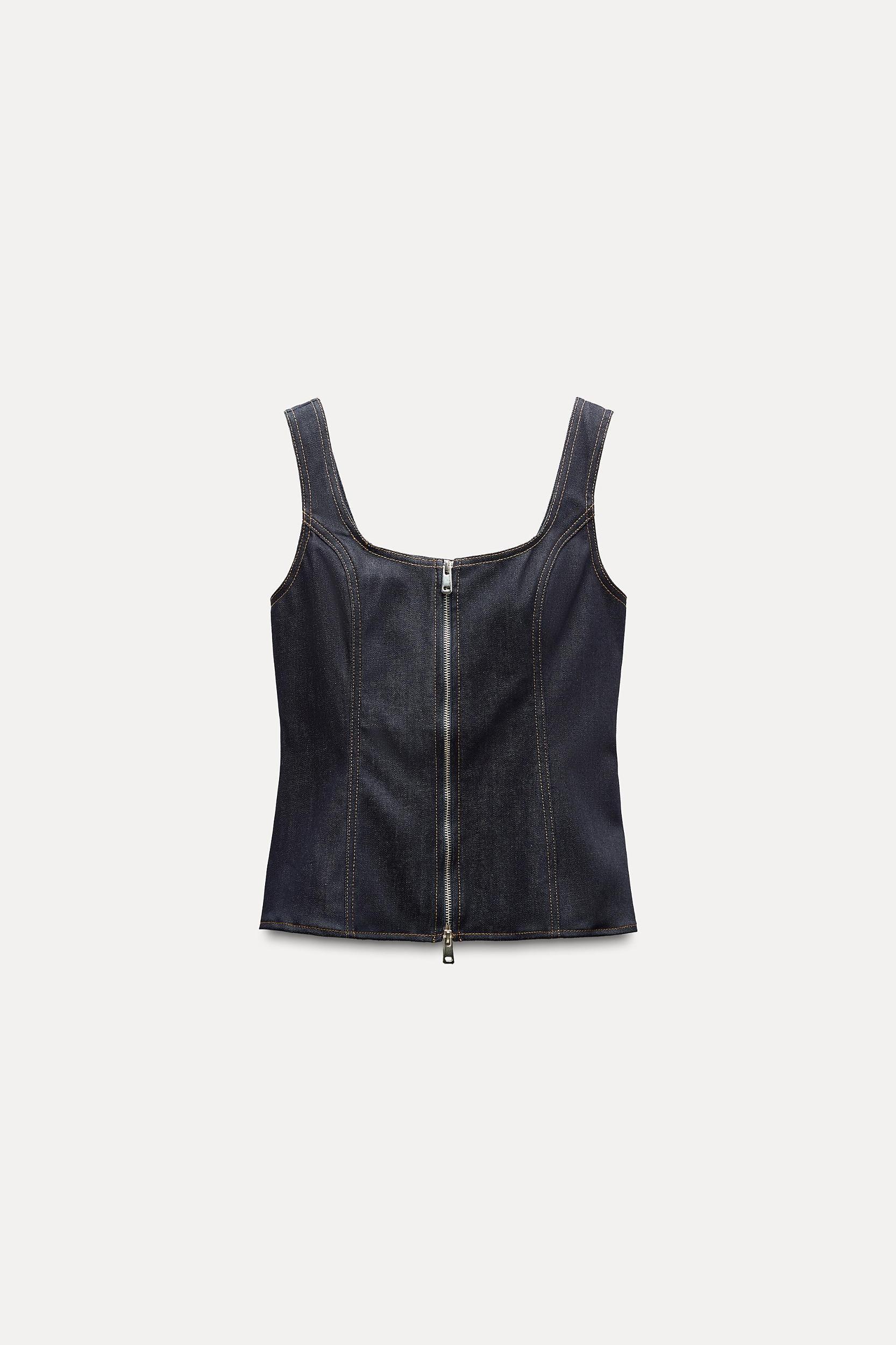 ZIPPERED DENIM TOP ZW COLLECTION Product Image