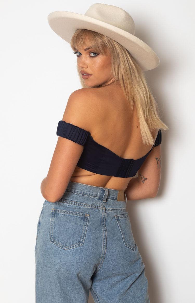 Susie Off The Shoulder Crop Top Midnight Product Image
